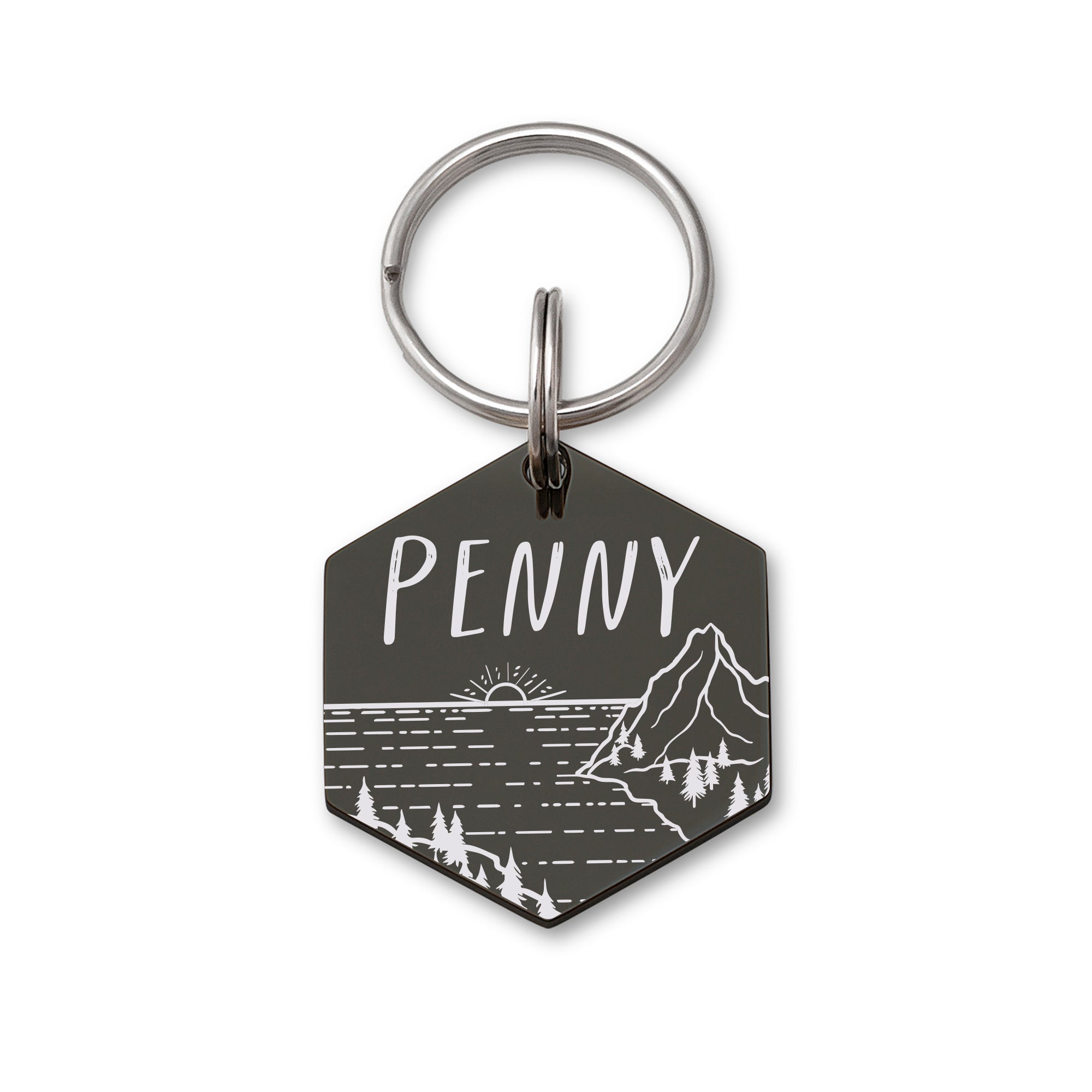 Sunset by the Sea Hexagon Pet ID Dog Tag