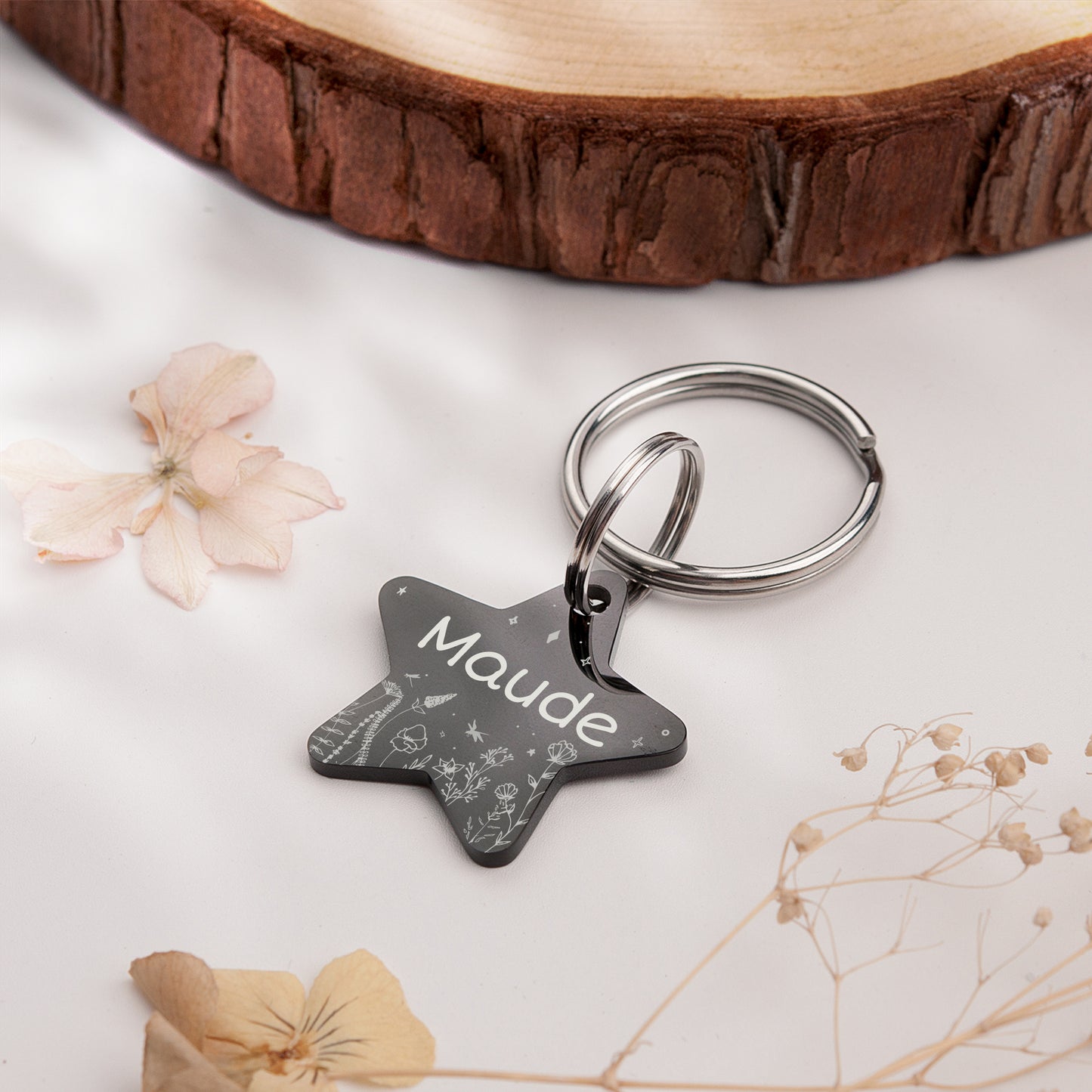 Star Shaped Wildflowers Themed Pet Tag