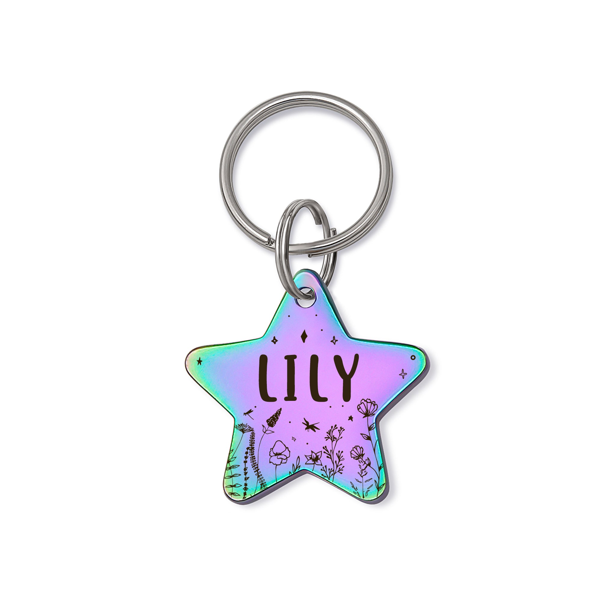 Star Shaped Wildflowers Themed Pet Tag