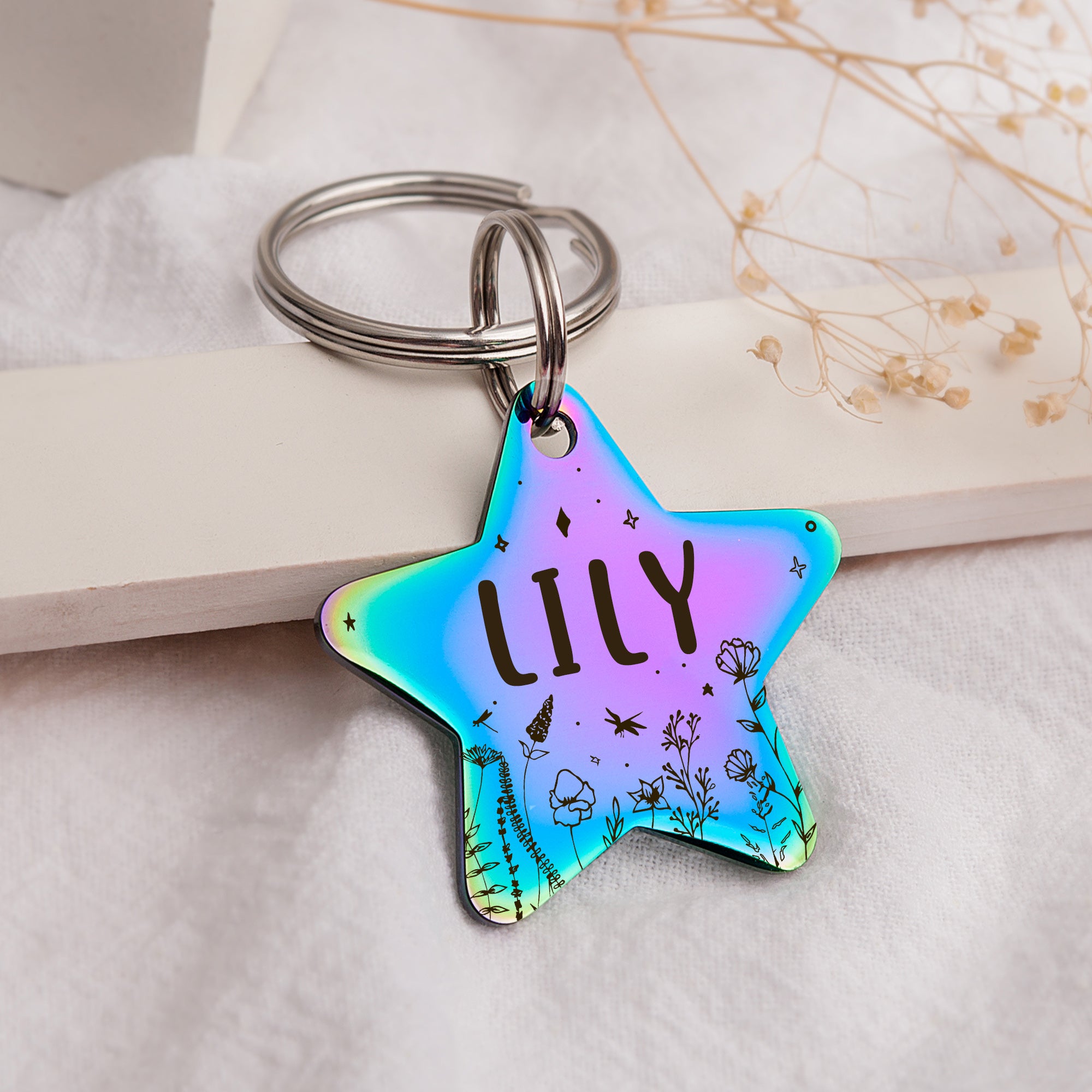 Wildflowers Star Shaped Pet ID Dog Tag