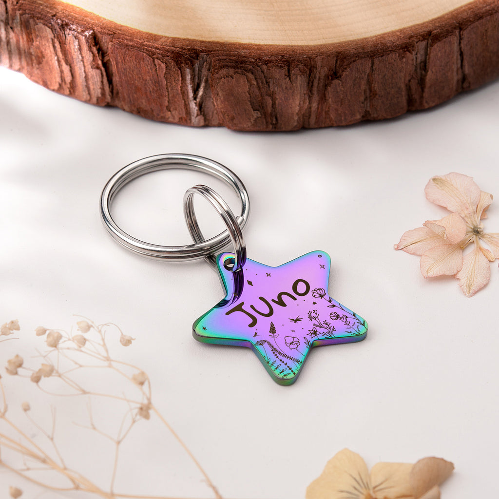 Wildflowers Star Shaped Pet ID Dog Tag