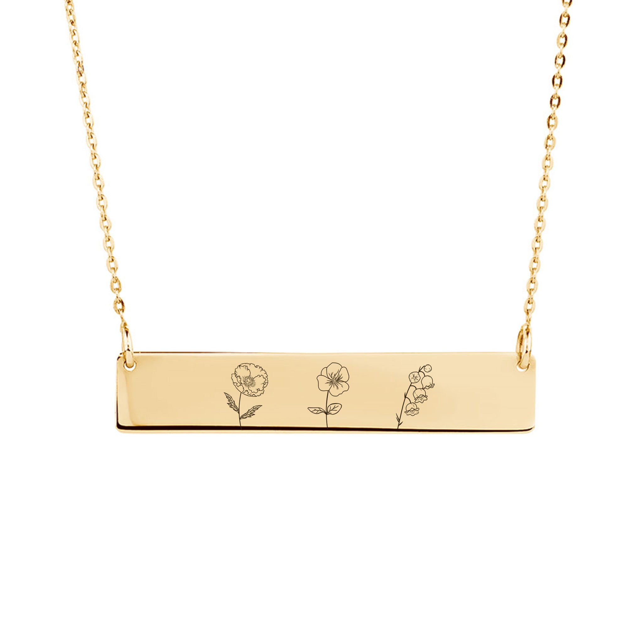 Birth Flower Bar Necklace