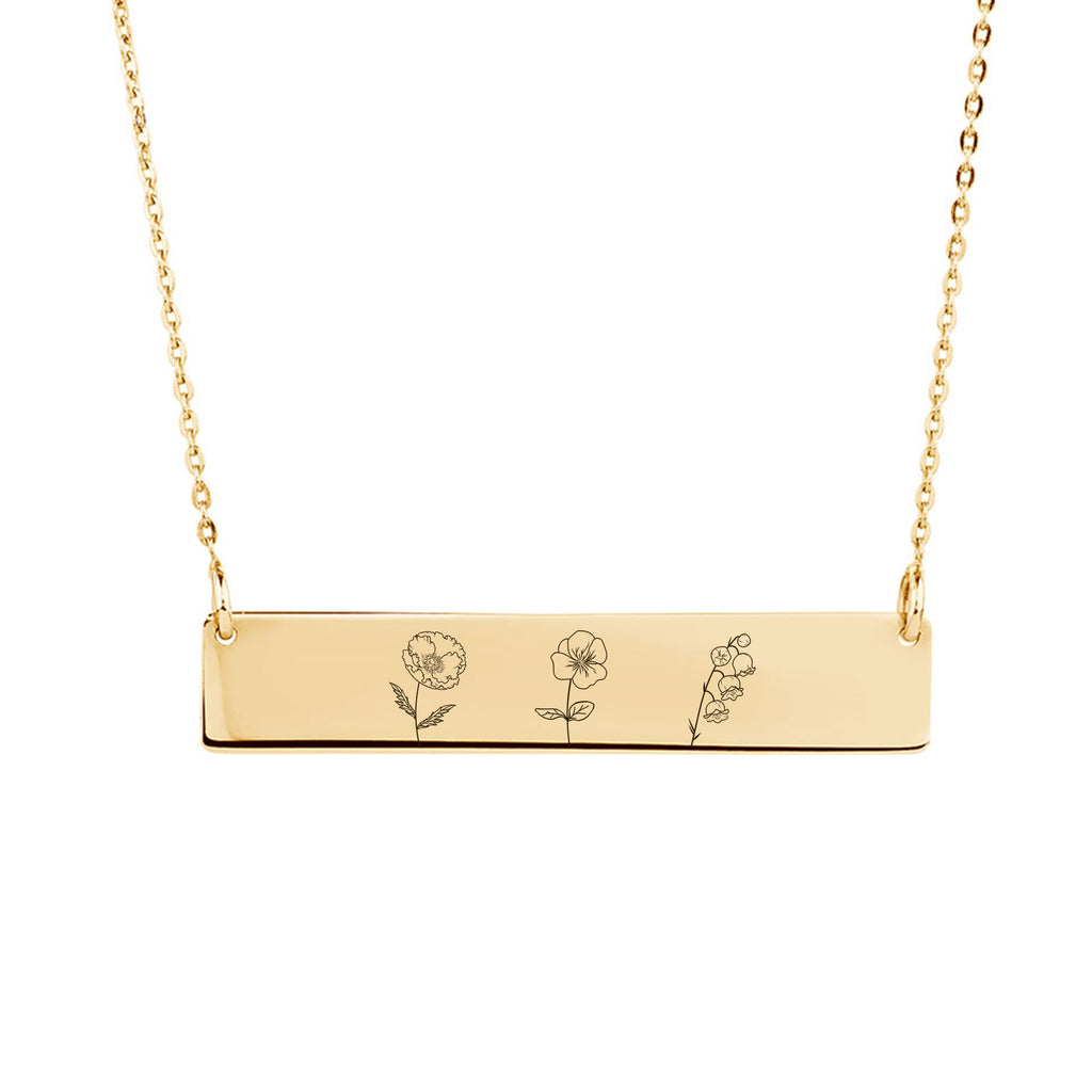 Birth Flower Bar Necklace