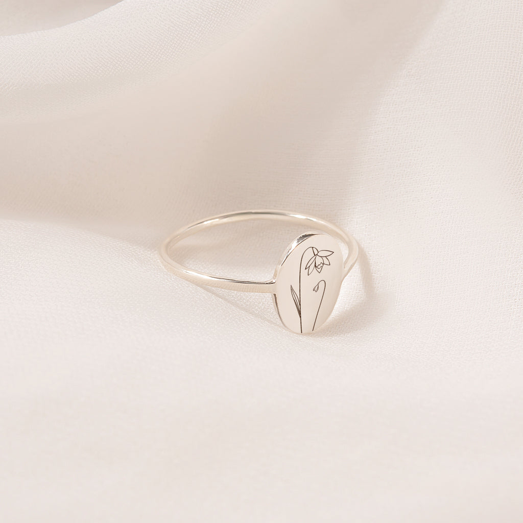 Birth Flower Sterling Silver Ring