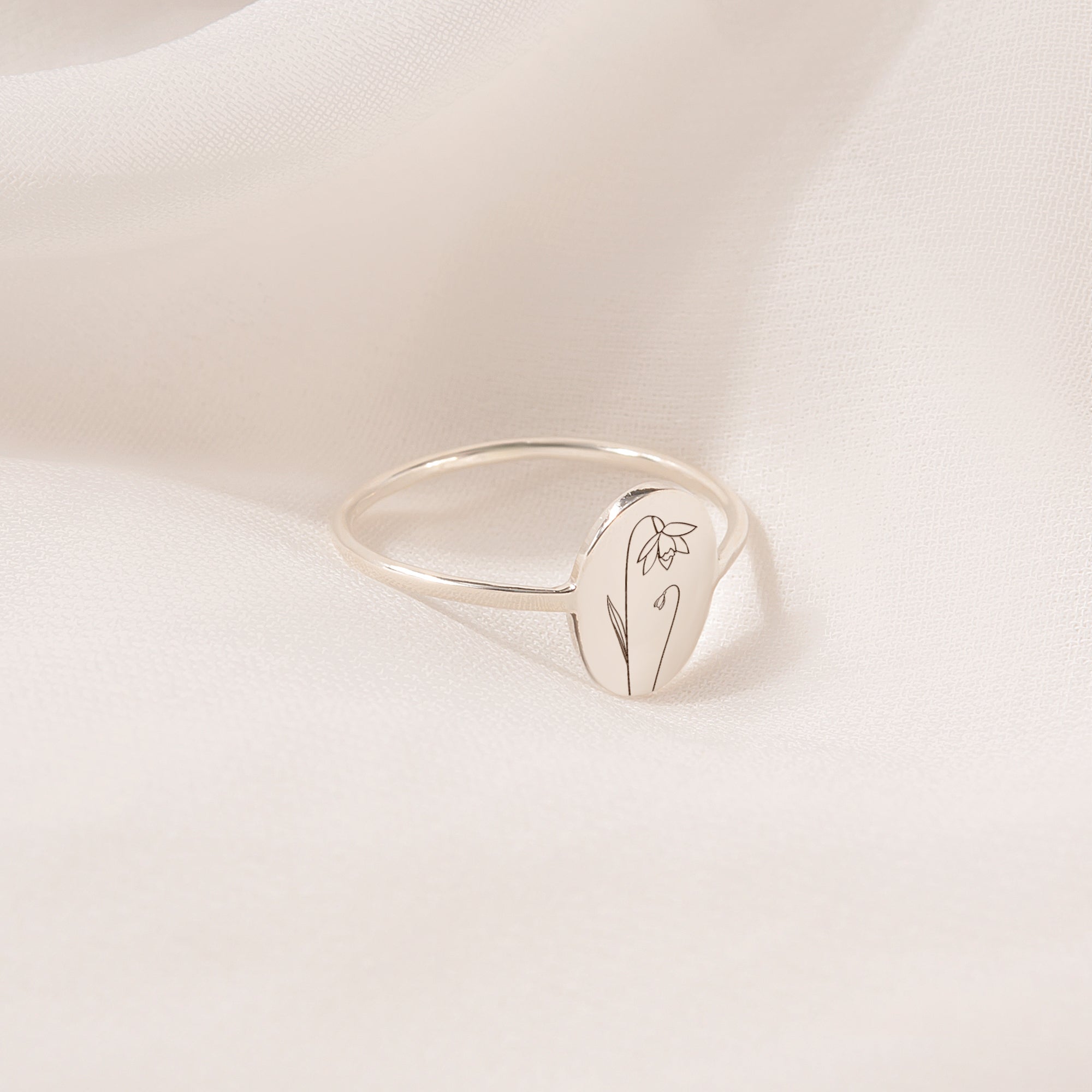 Birth Flower Sterling Silver Ring