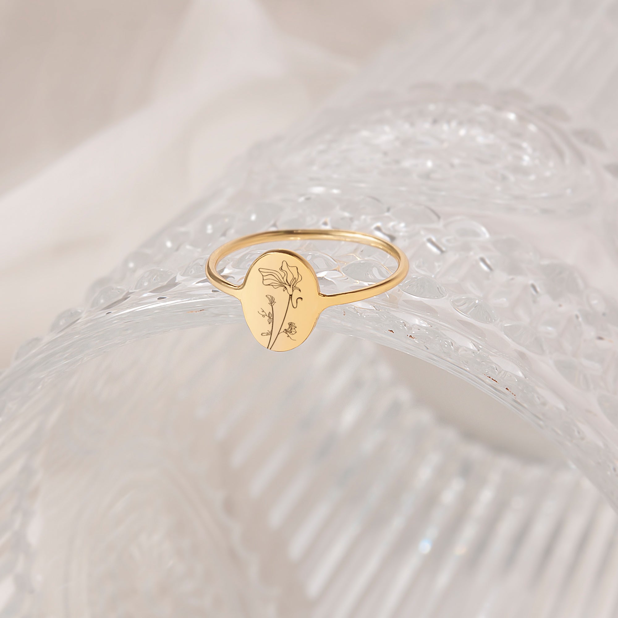 Birth Flower Sterling Silver Ring