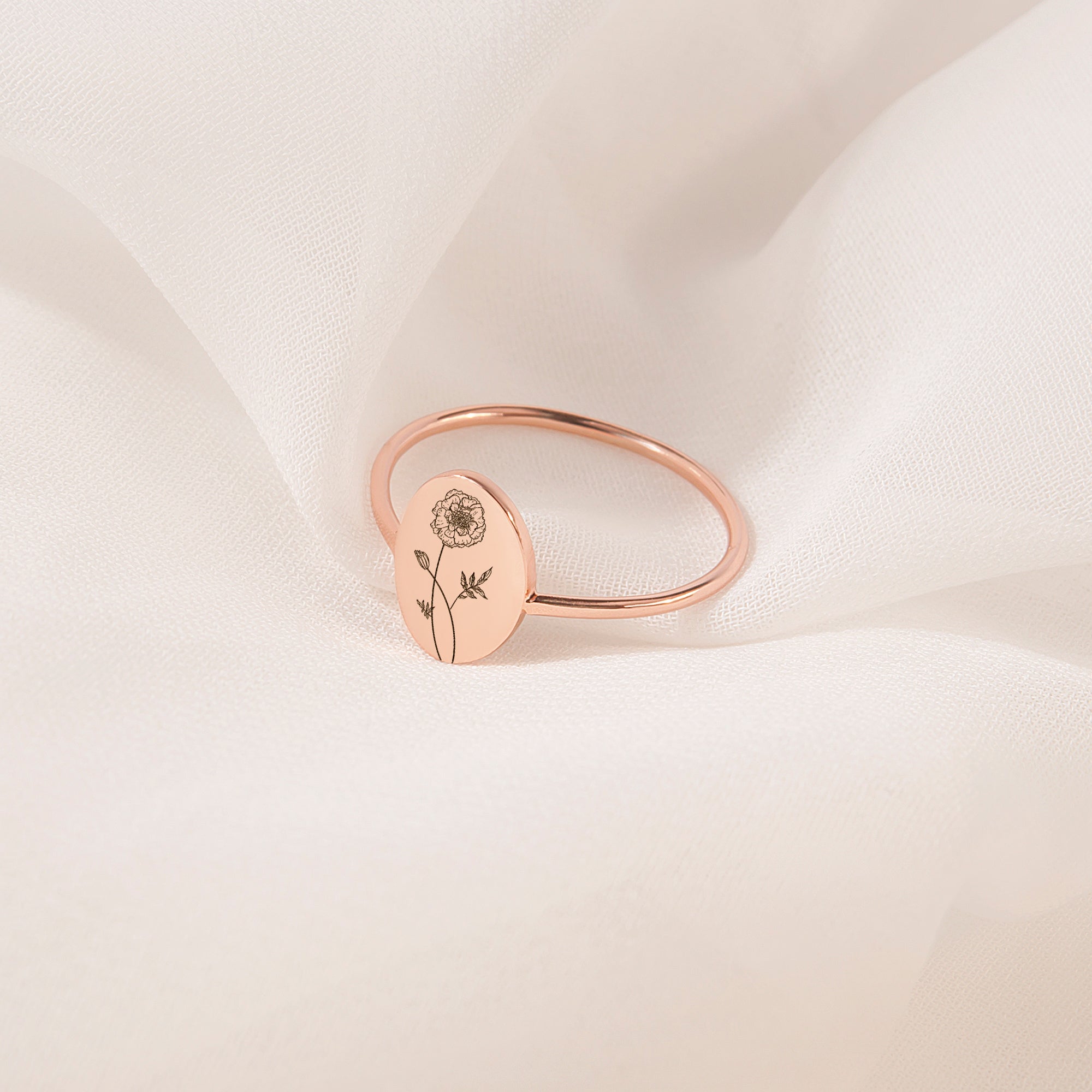 Birth Flower Sterling Silver Ring