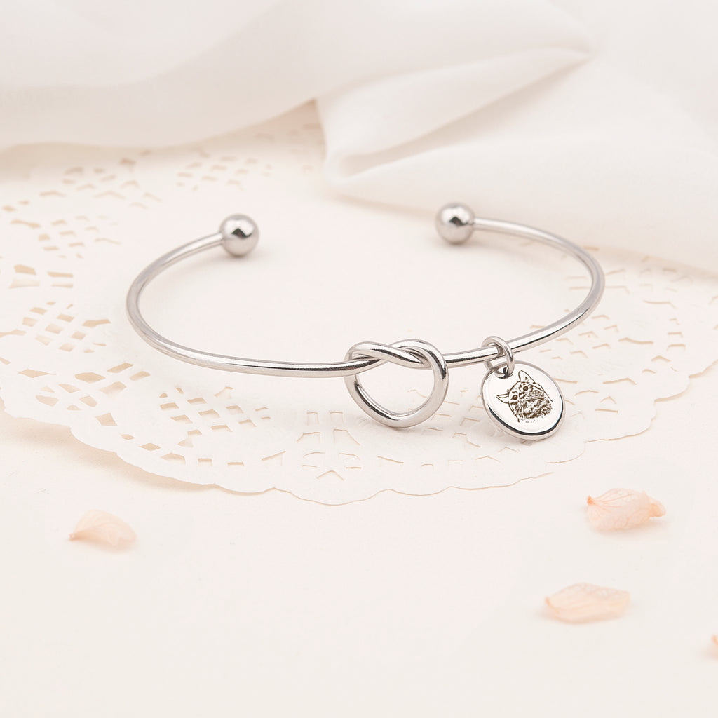 Pet Portrait Photo Custom Cuff Knot Bracelet