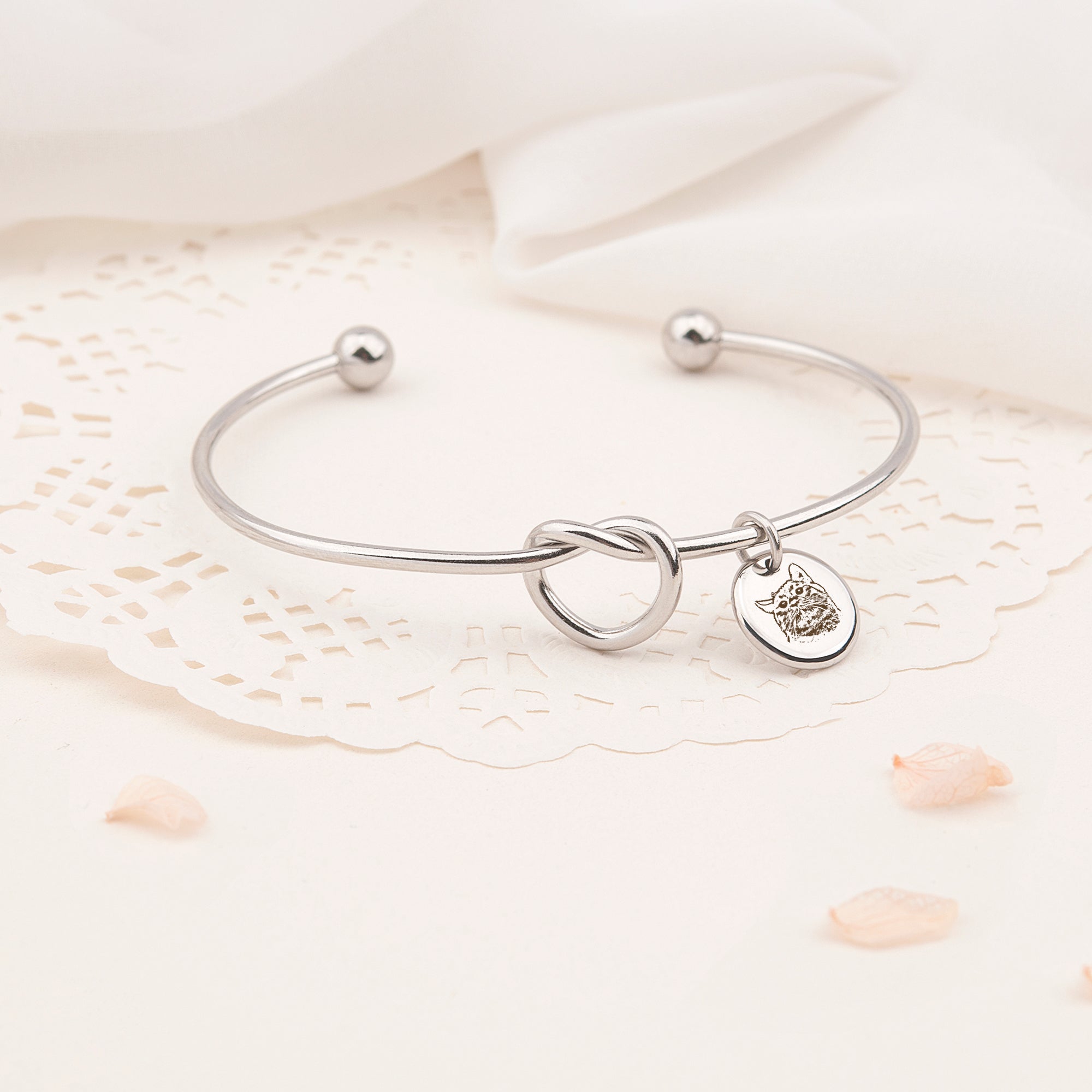 Pet Portrait Photo Custom Cuff Knot Bracelet