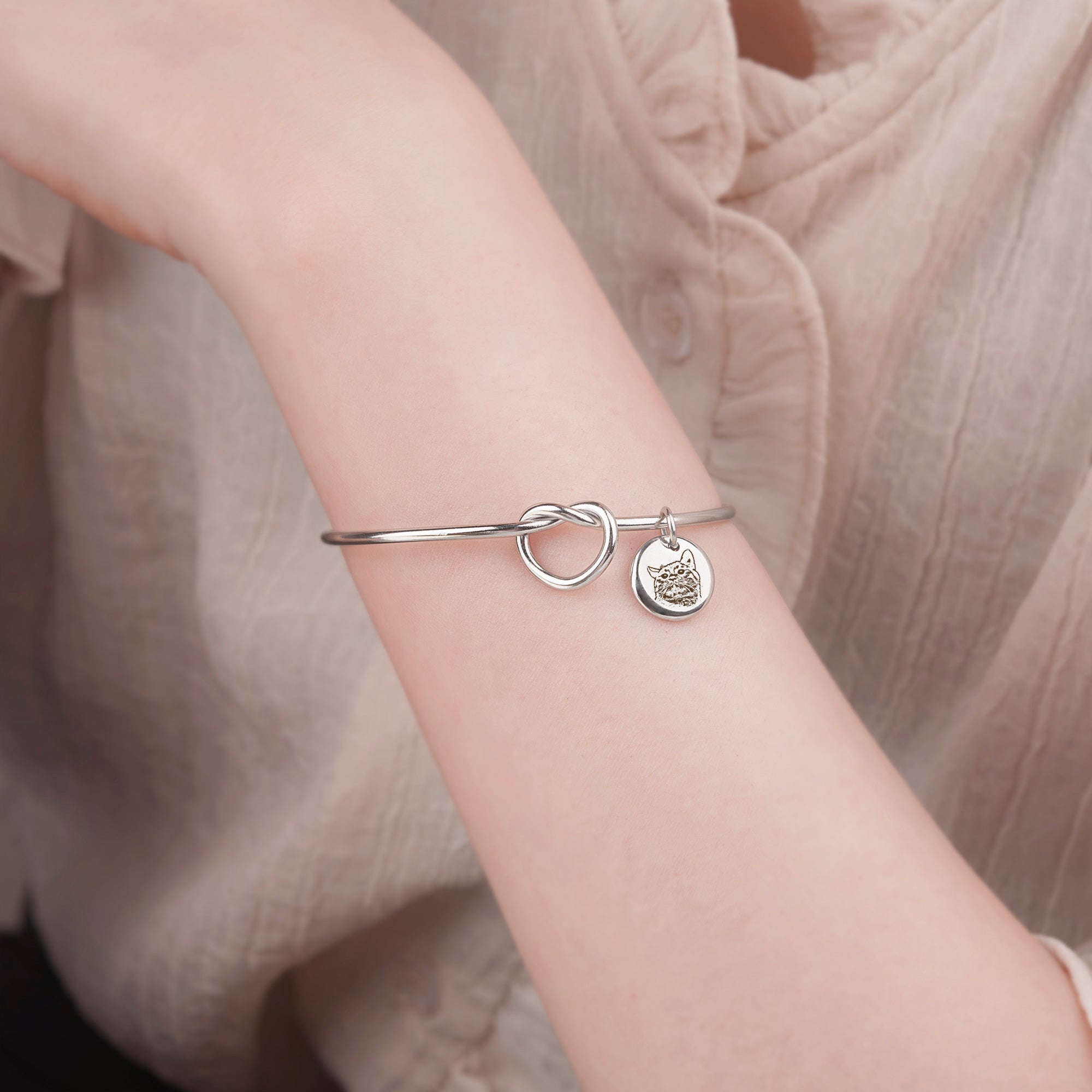 Pet Portrait Photo Custom Cuff Knot Bracelet