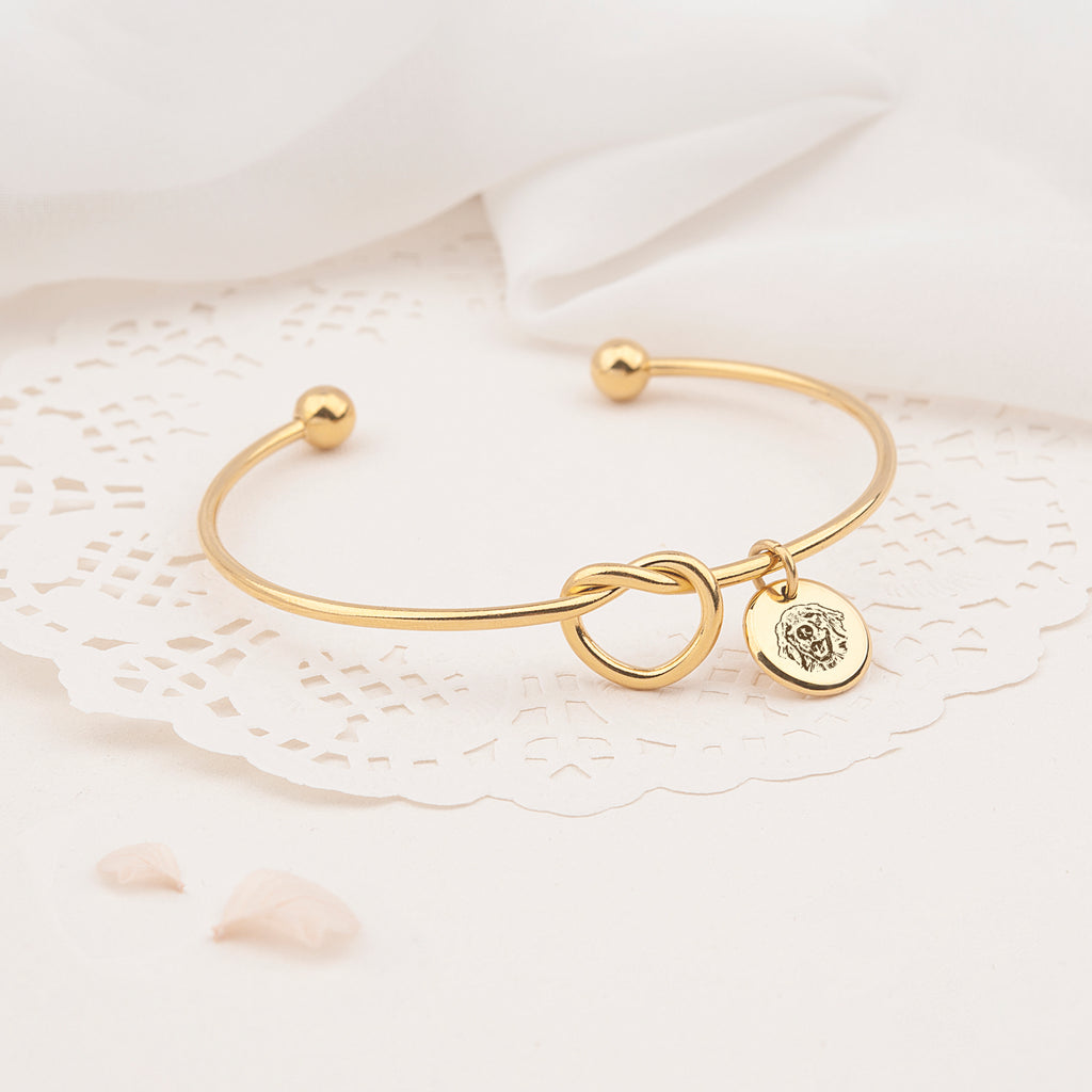 Pet Portrait Photo Custom Cuff Knot Bracelet