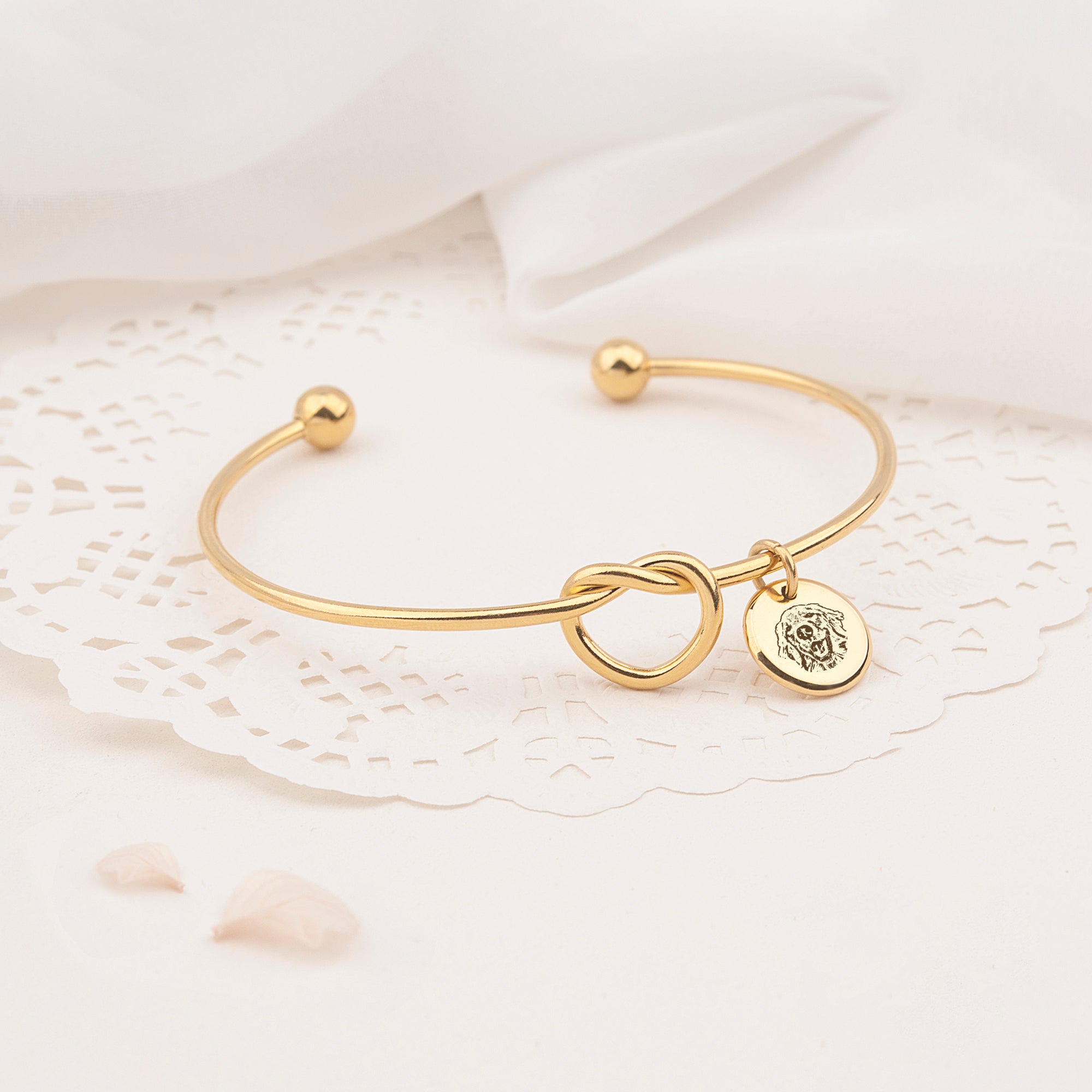 Pet Portrait Photo Custom Cuff Knot Bracelet