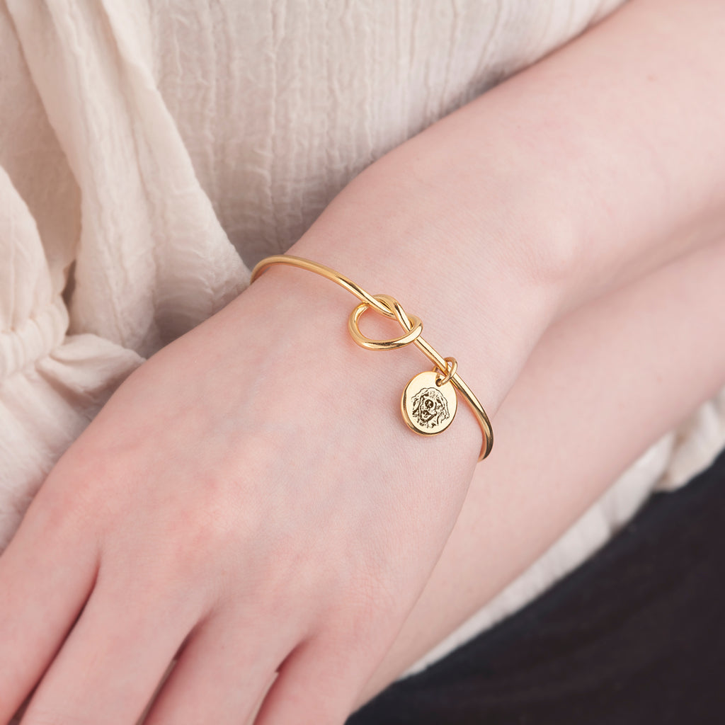 Pet Portrait Photo Custom Cuff Knot Bracelet