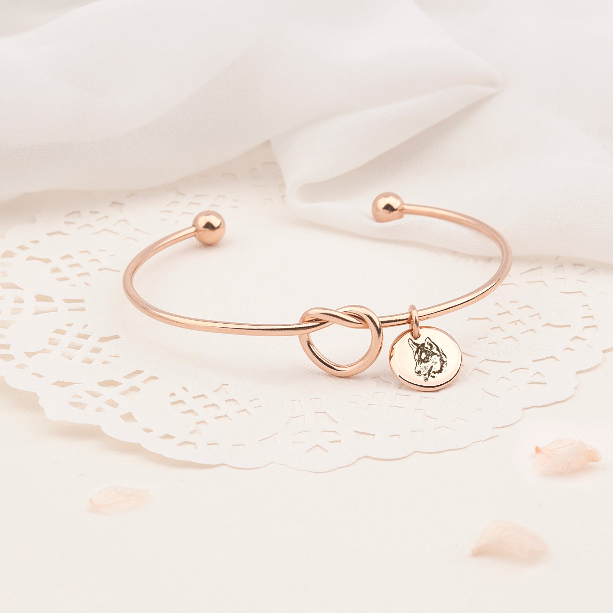 Pet Portrait Photo Custom Cuff Knot Bracelet