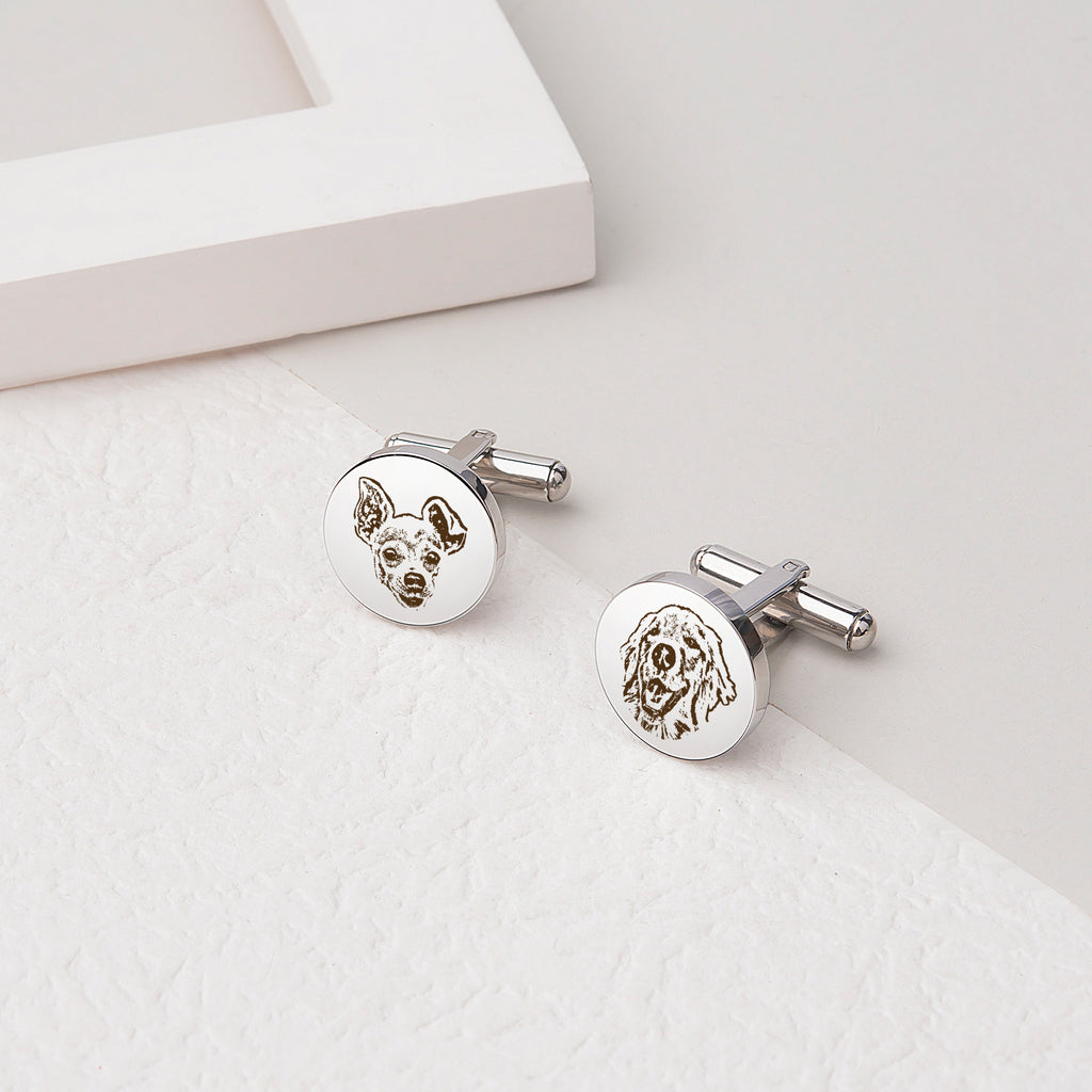 Round Pet Portrait Cuff Links