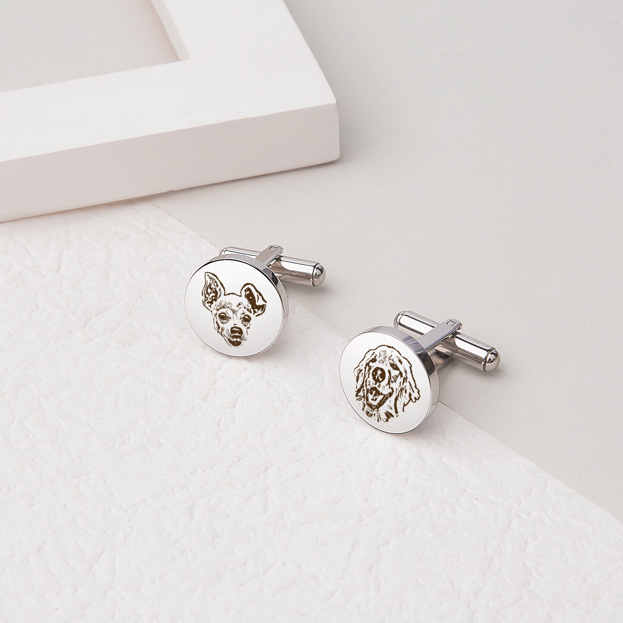 Round Pet Portrait Cuff Links