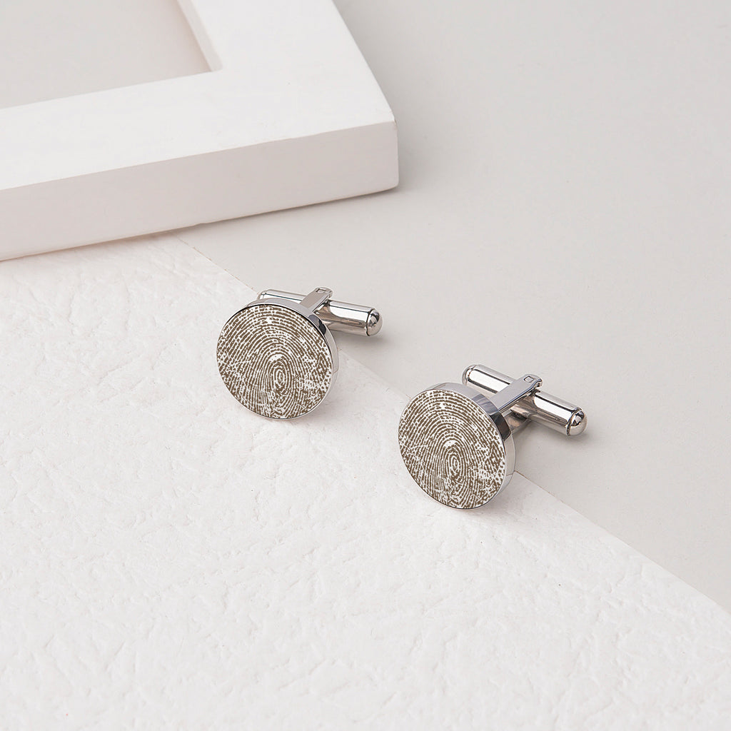 Round Fingerprint Cuff Links