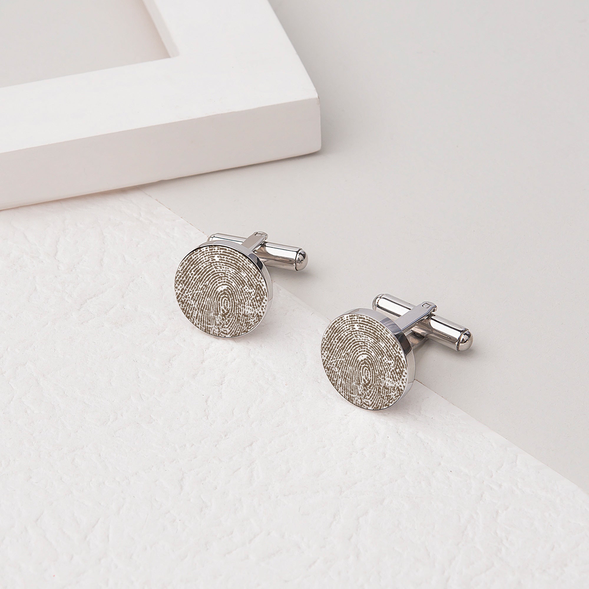 Round Fingerprint Cuff Links