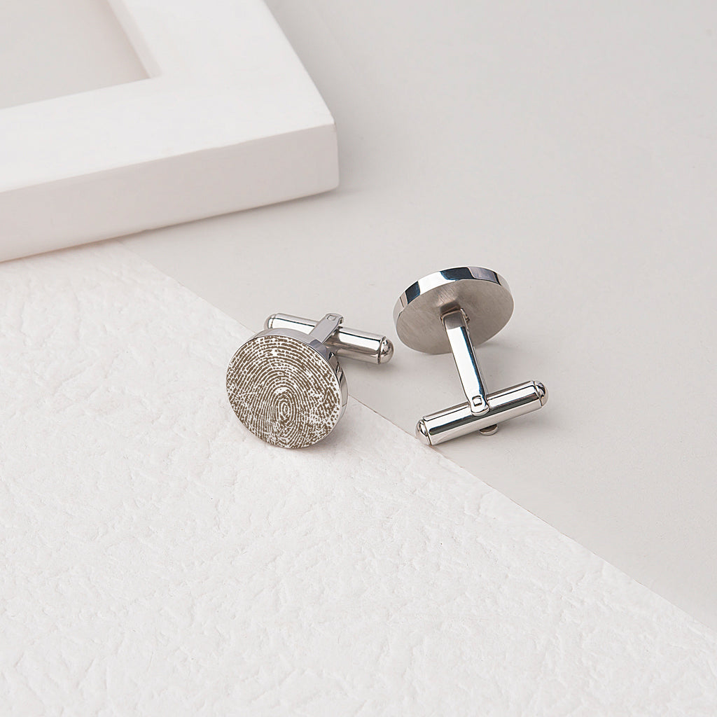 Round Fingerprint Cuff Links