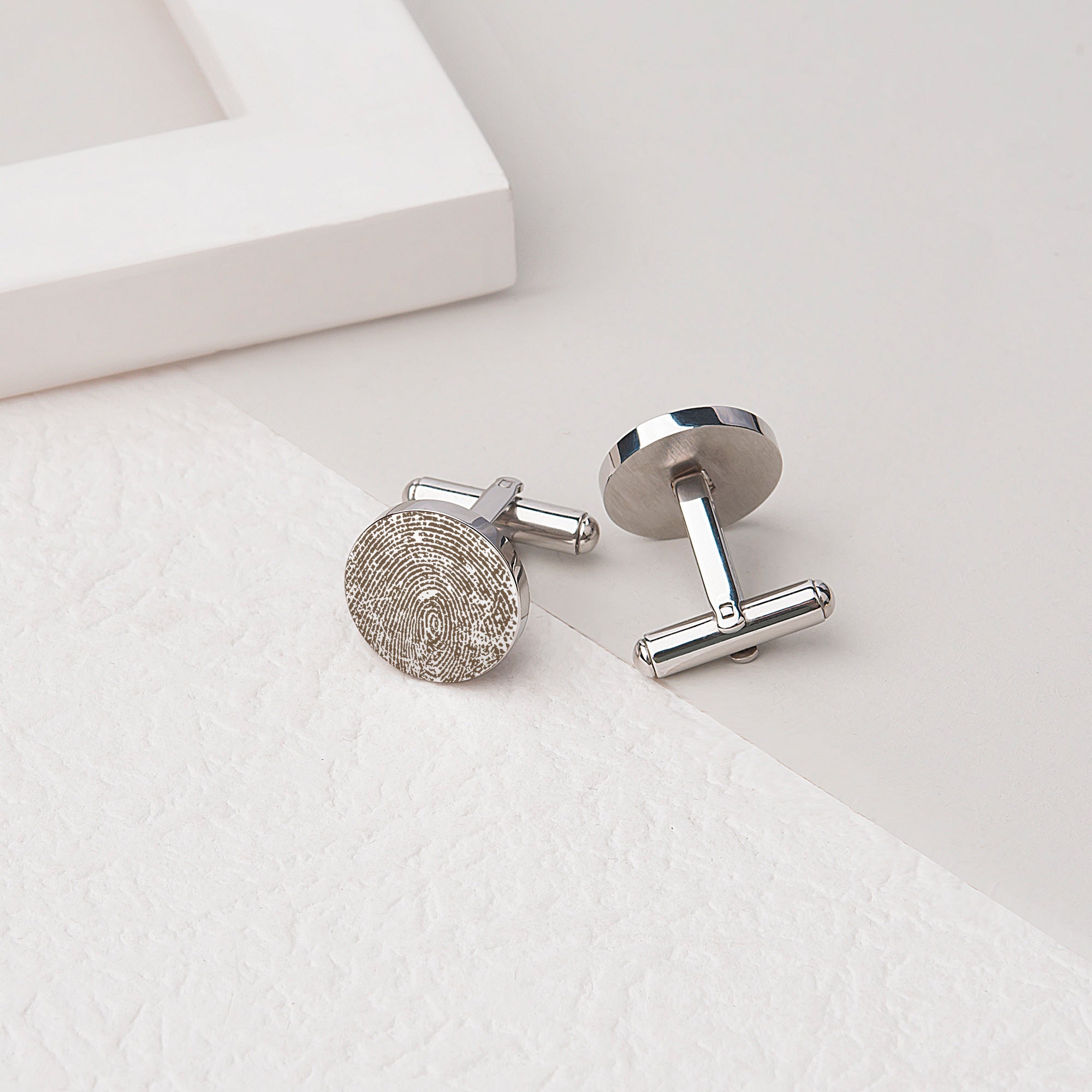 Round Fingerprint Cuff Links
