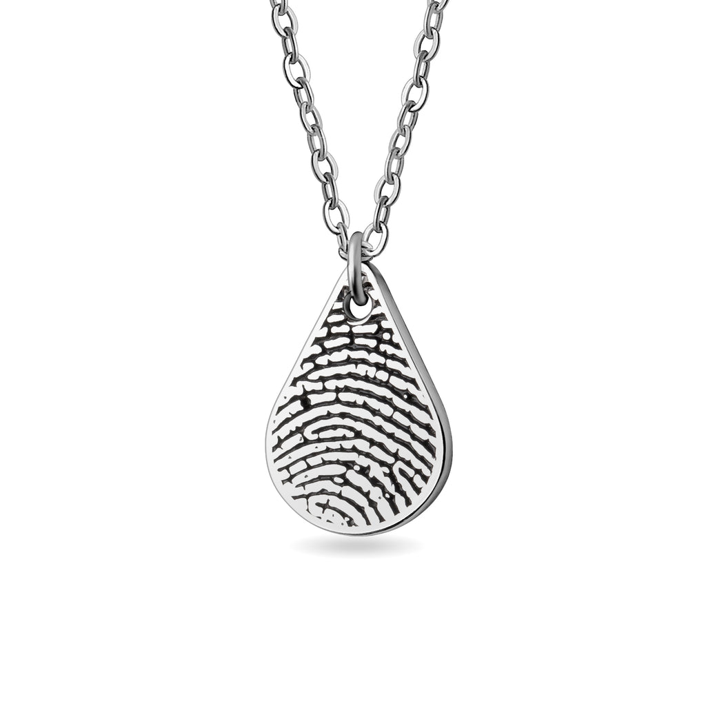 Custom Actual Fingerprint Teardrop Memorial Necklace