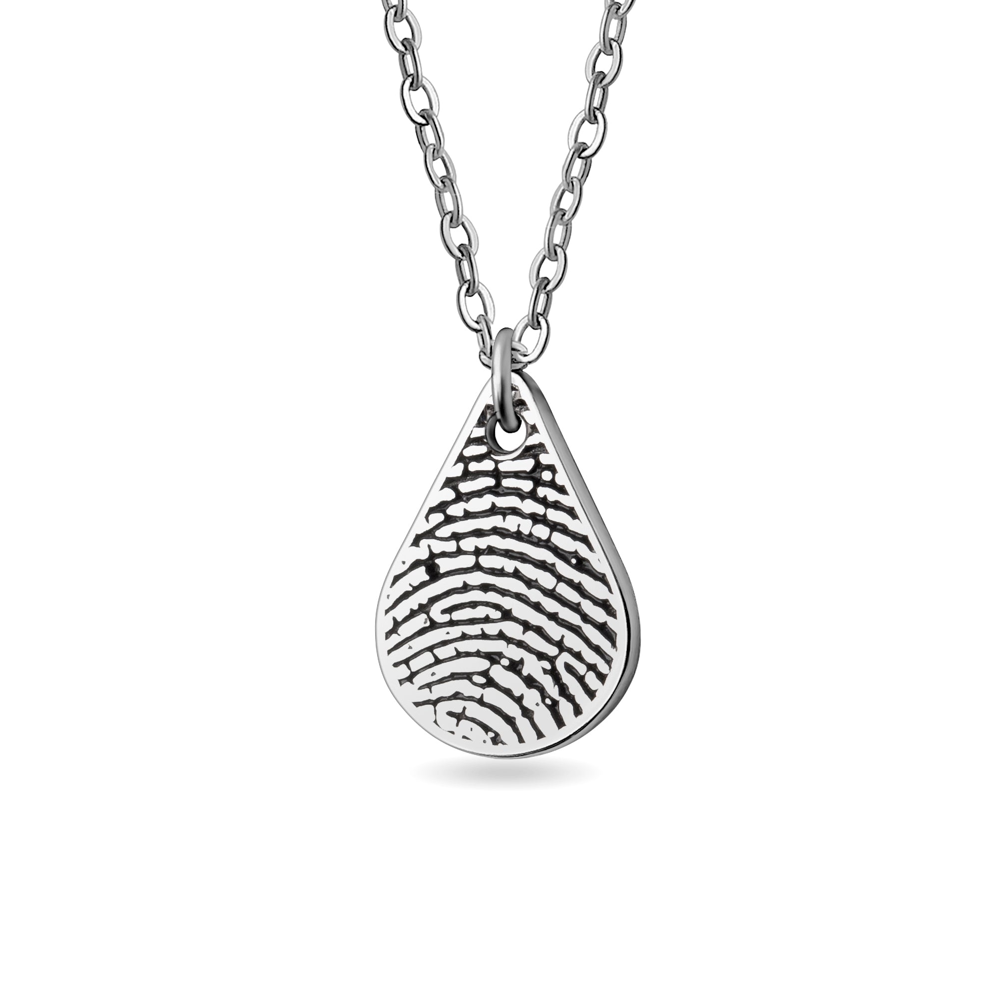 Custom Actual Fingerprint Teardrop Memorial Necklace