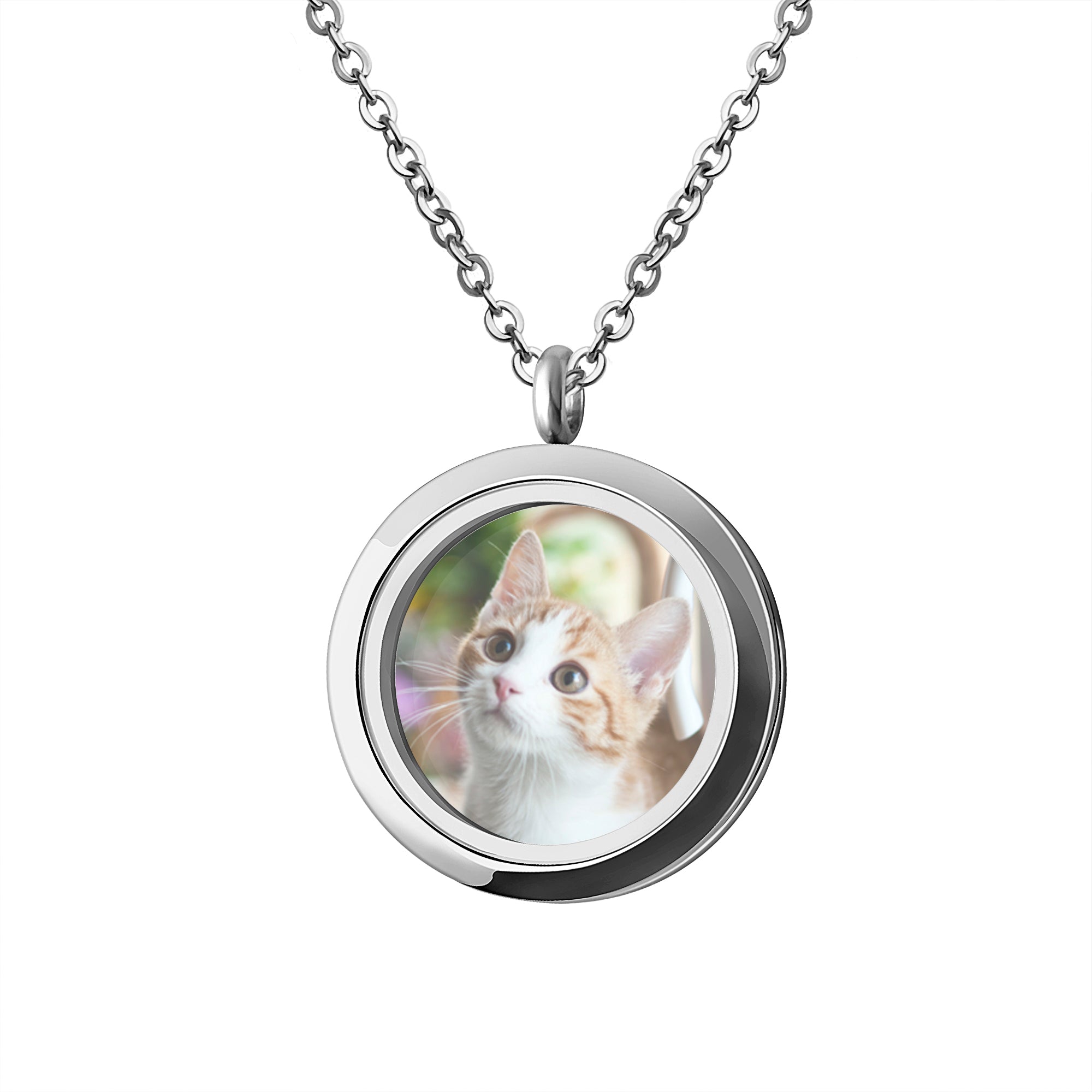 Round Glass Photo Locket Necklace