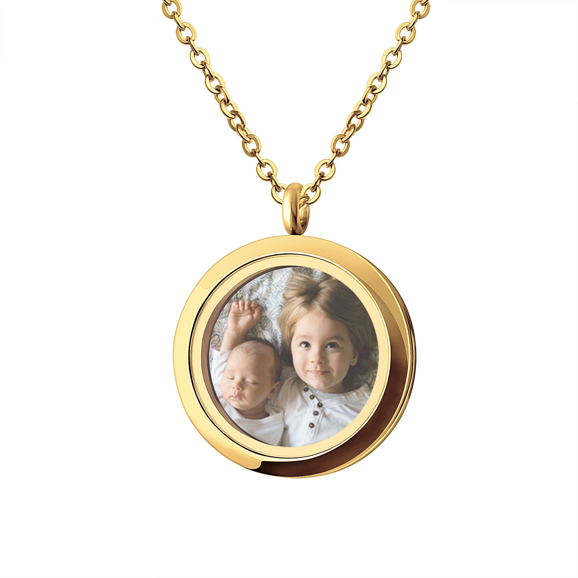 Round Glass Photo Locket Necklace