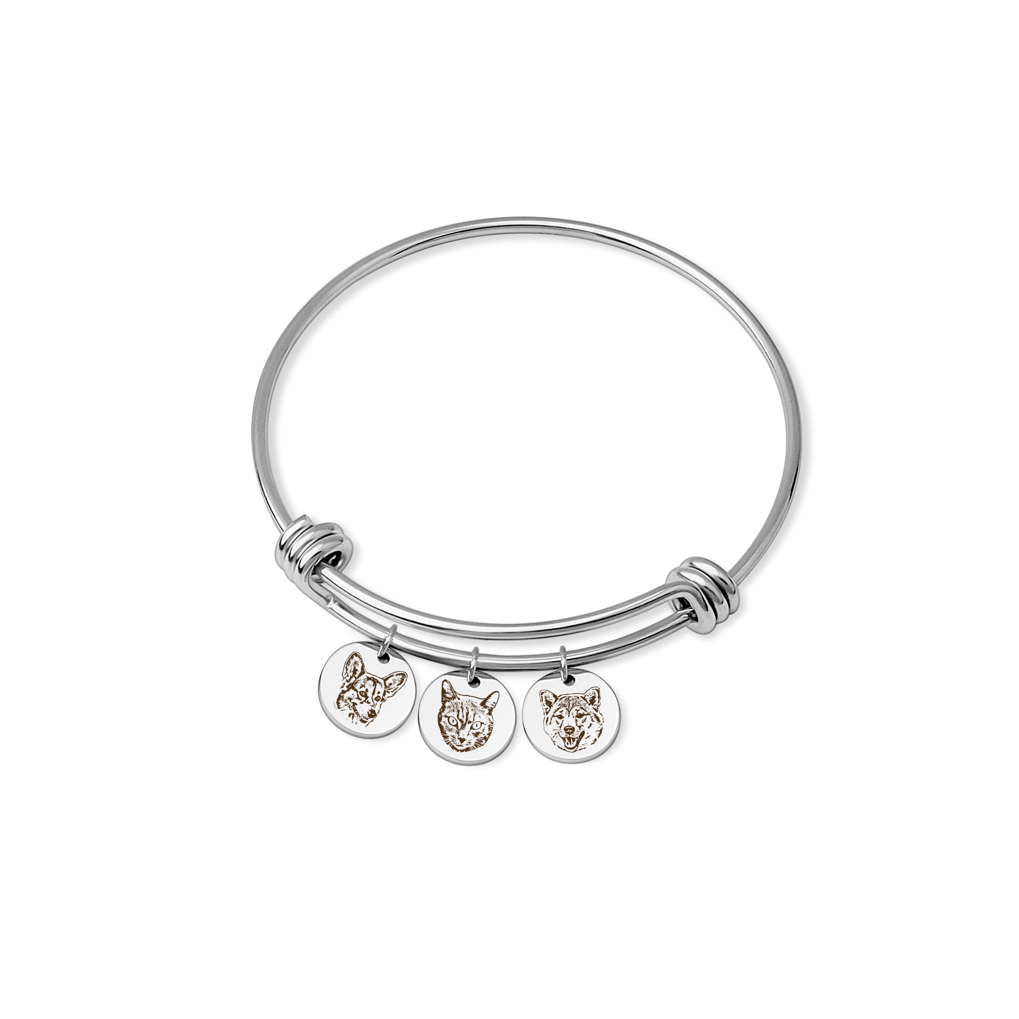 Custom Pet Portrait and Birthstone Bracelet