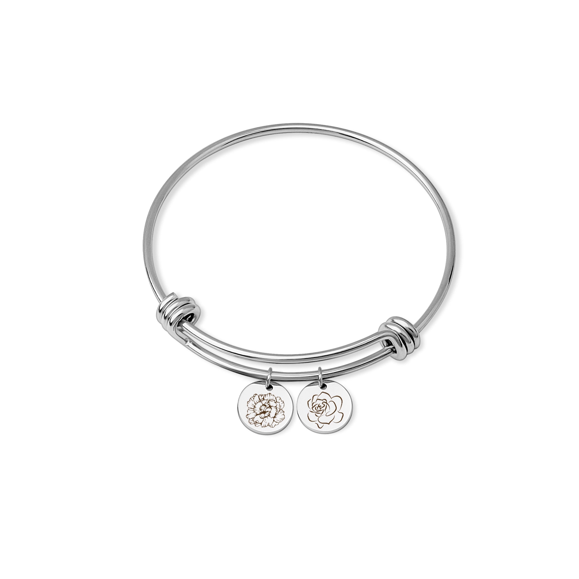 Birth Flower Charm Adjustable Bracelet