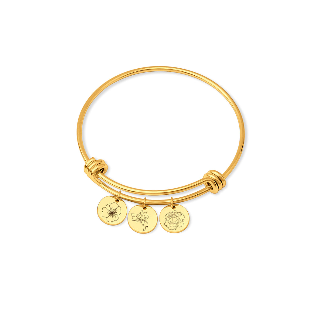 Birth Flower Charm Adjustable Bracelet