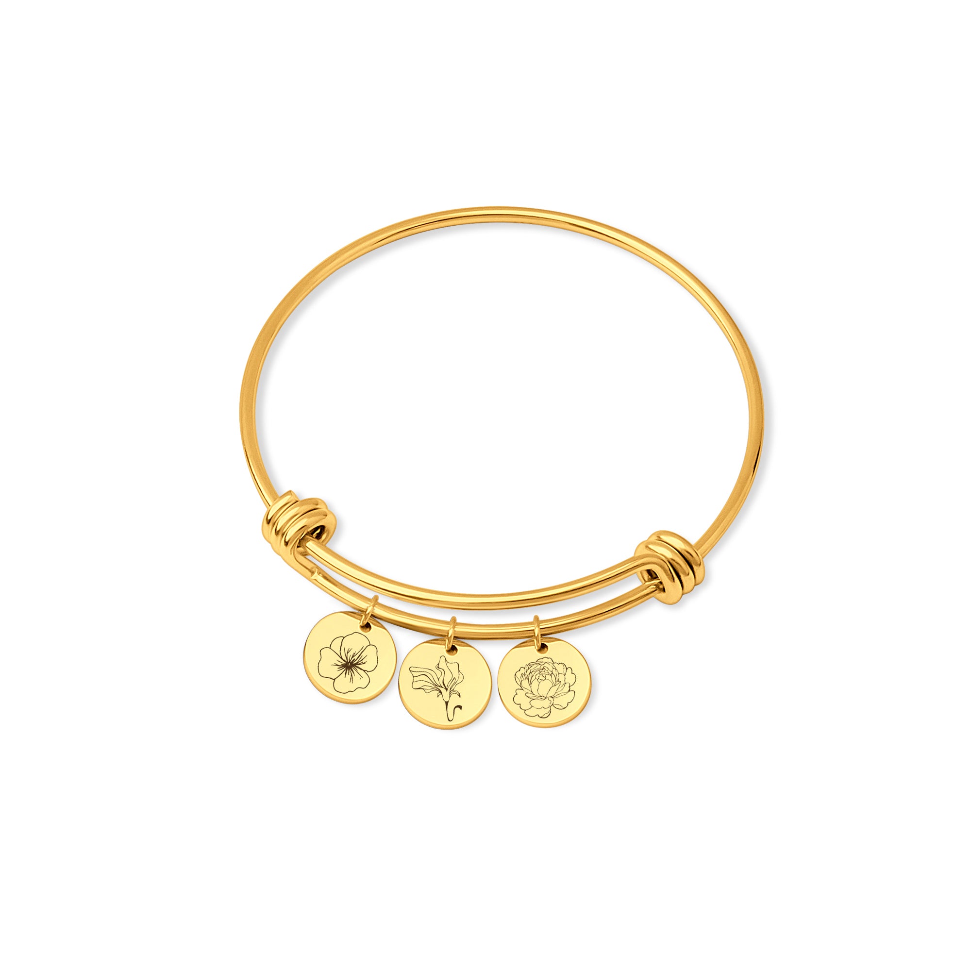 Birth Flower Charm Adjustable Bracelet