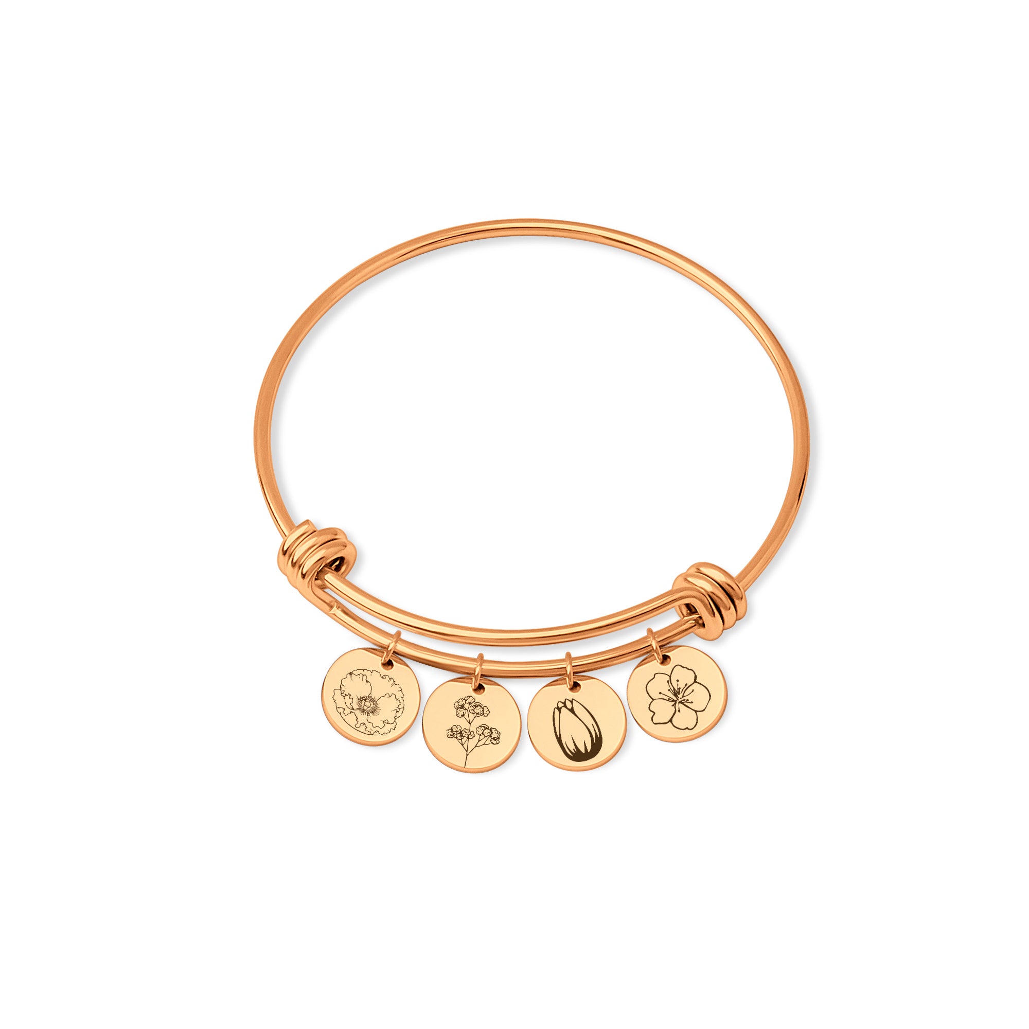 Birth Flower Charm Adjustable Bracelet