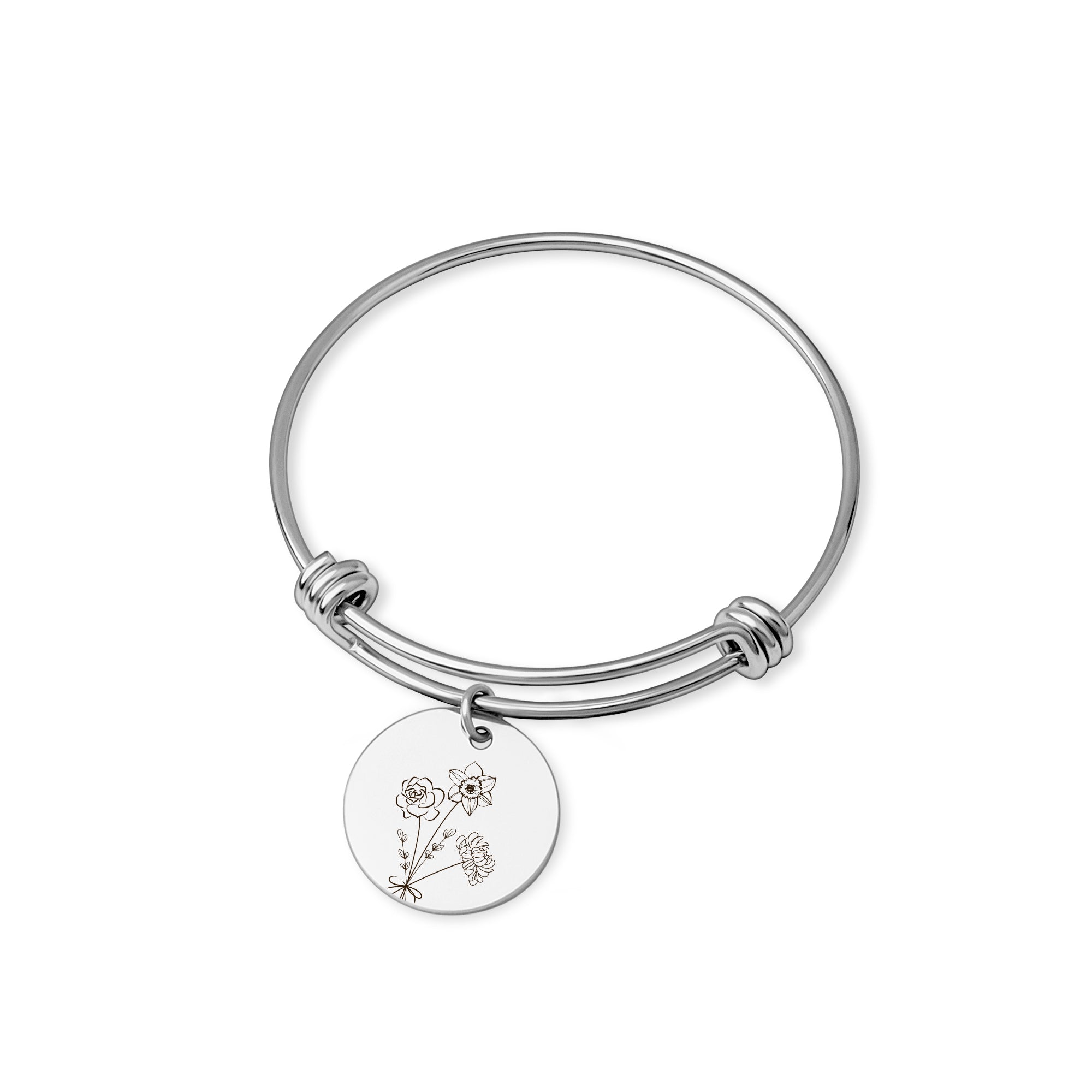 Custom Birth Flower Bouquet Birth Flower Charm Adjustable Bracelet
