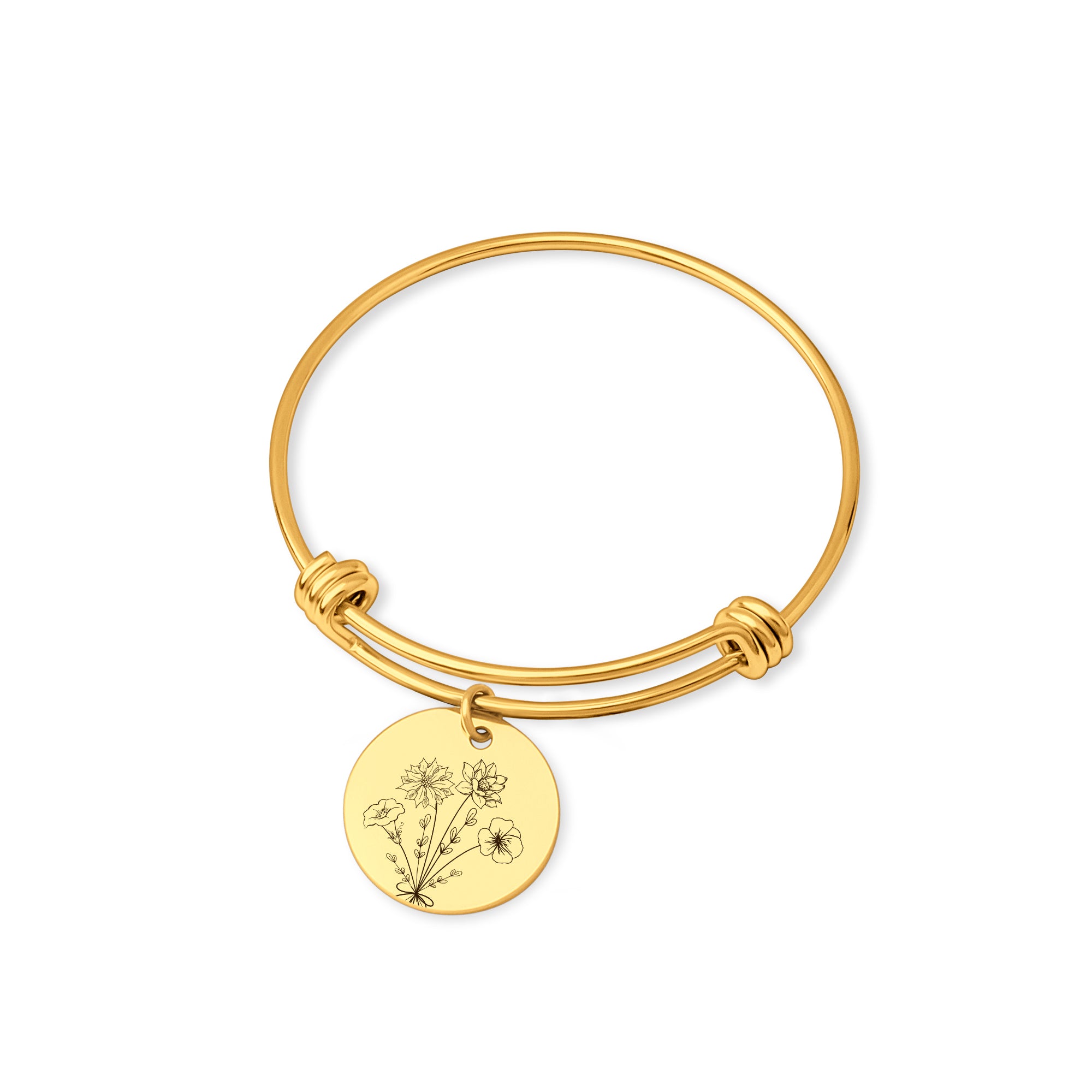 Custom Birth Flower Bouquet Birth Flower Charm Adjustable Bracelet