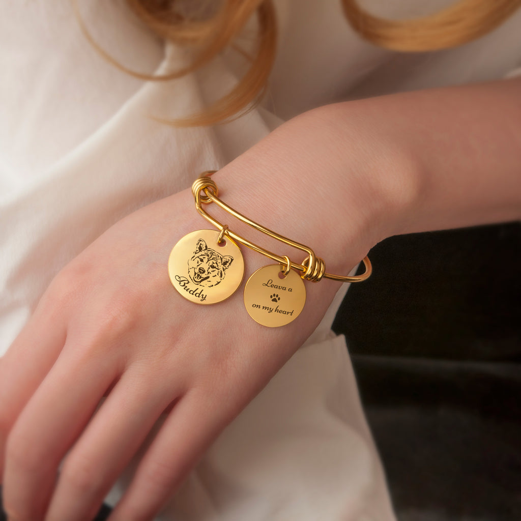 Pet Portrait Charm Adjustable Bangle