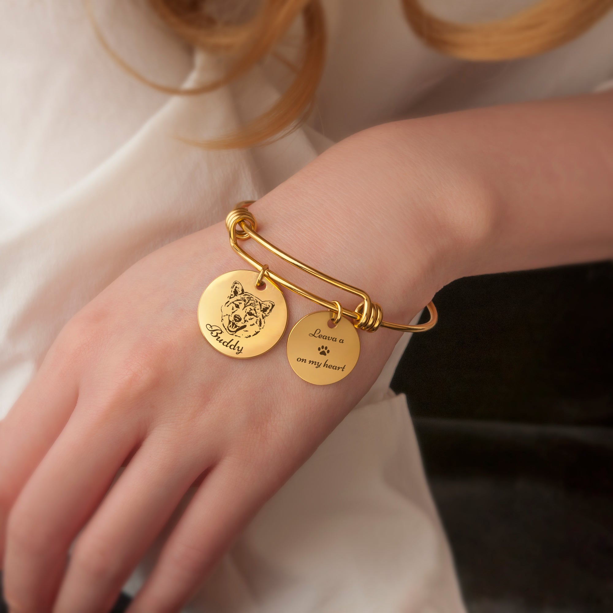 Pet Portrait Charm Adjustable Bangle