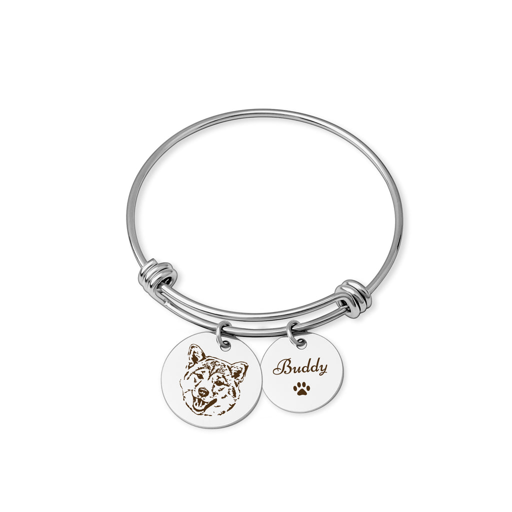 Pet Portrait Charm Adjustable Bangle