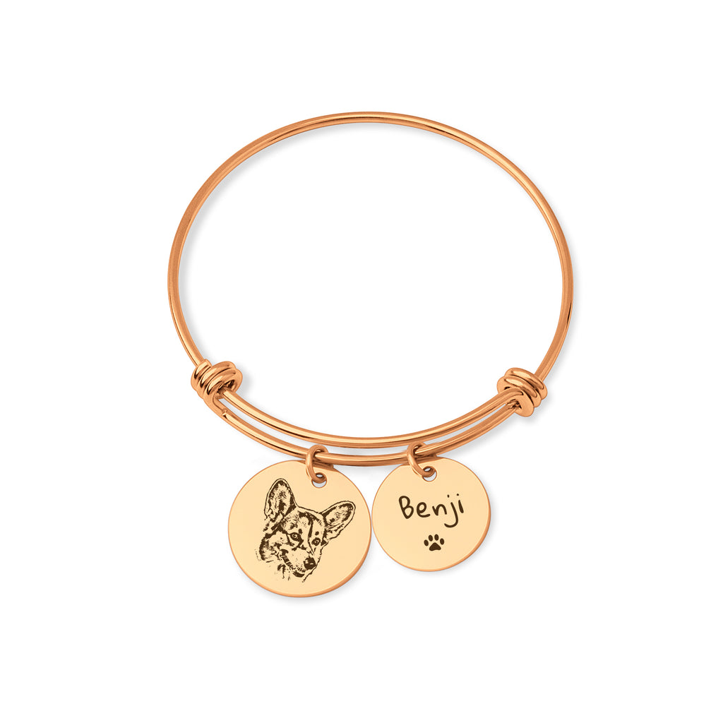 Pet Portrait Charm Adjustable Bangle