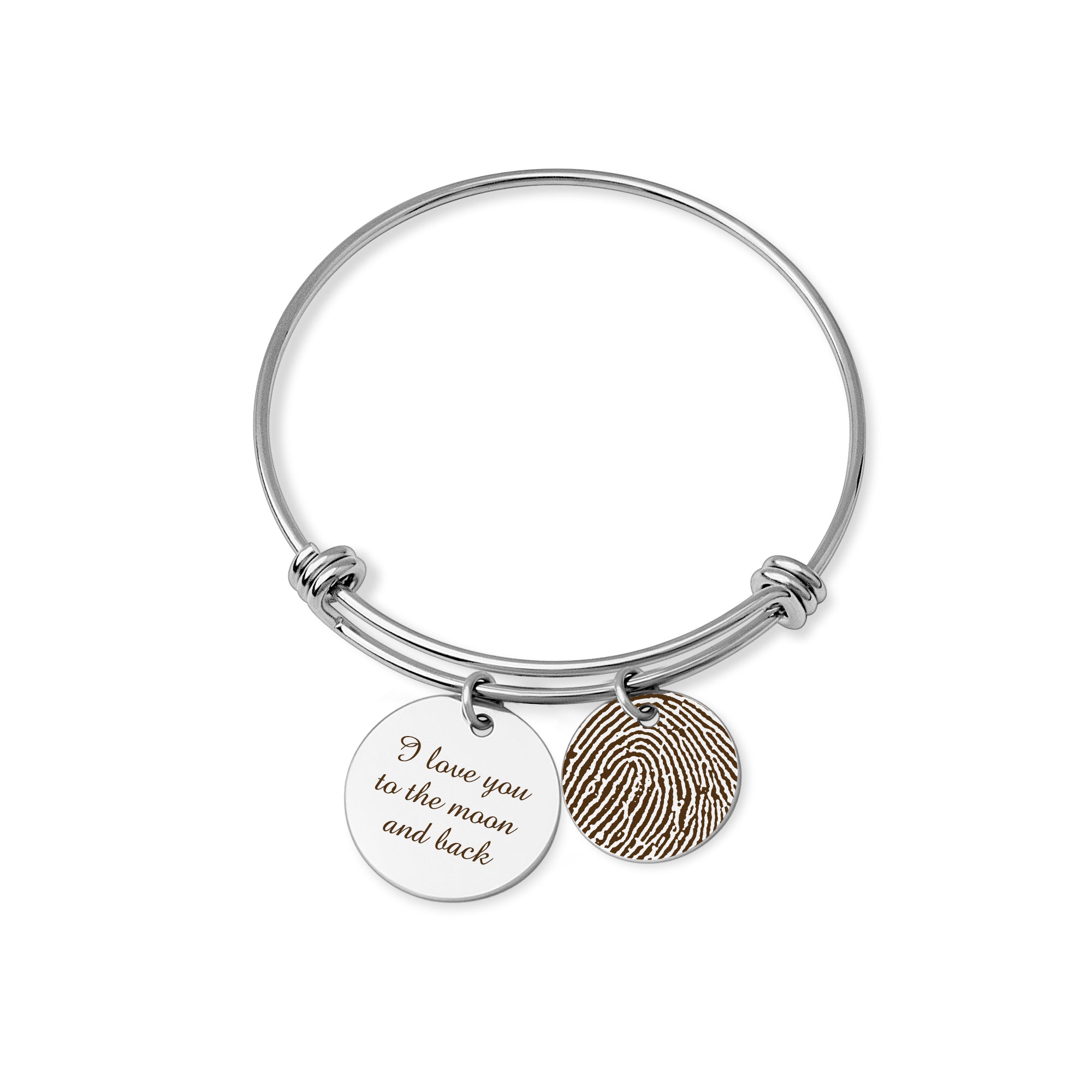 Actual Fingerprint Charm Adjustable Memorial Bracelet