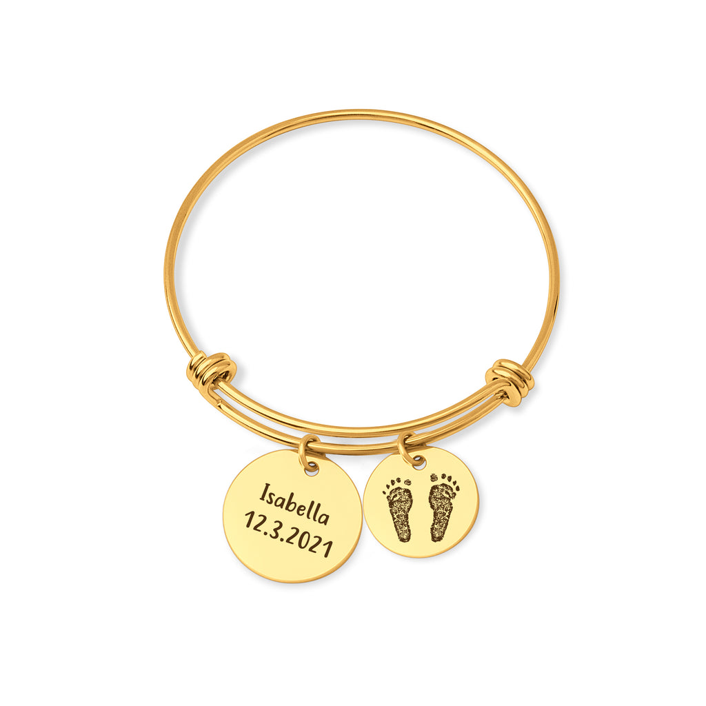 Actual Fingerprint Charm Adjustable Memorial Bracelet