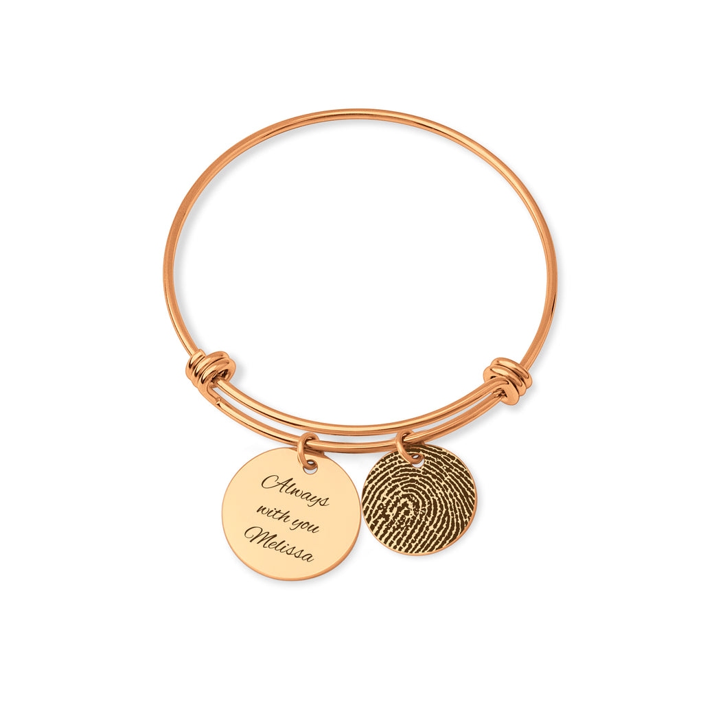 Actual Fingerprint Charm Adjustable Memorial Bracelet