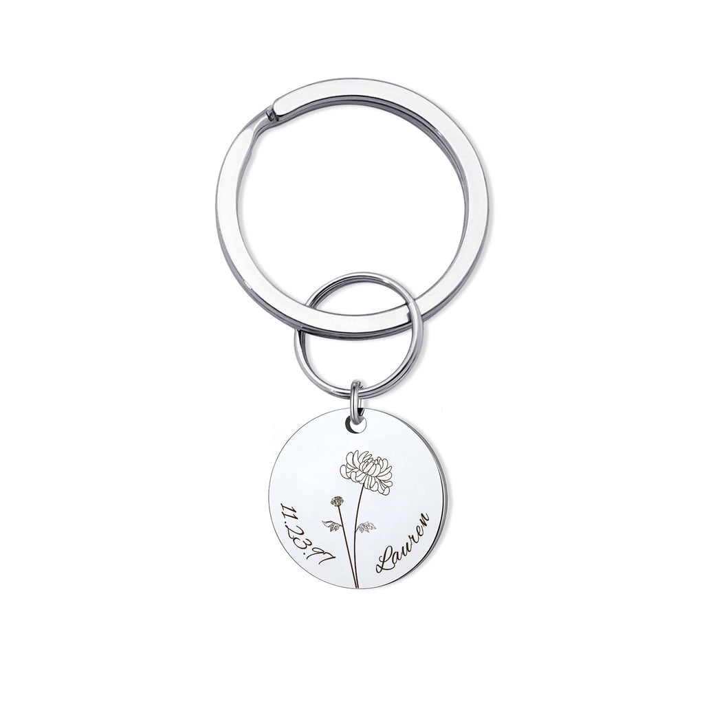 Birth Flower Key Chain