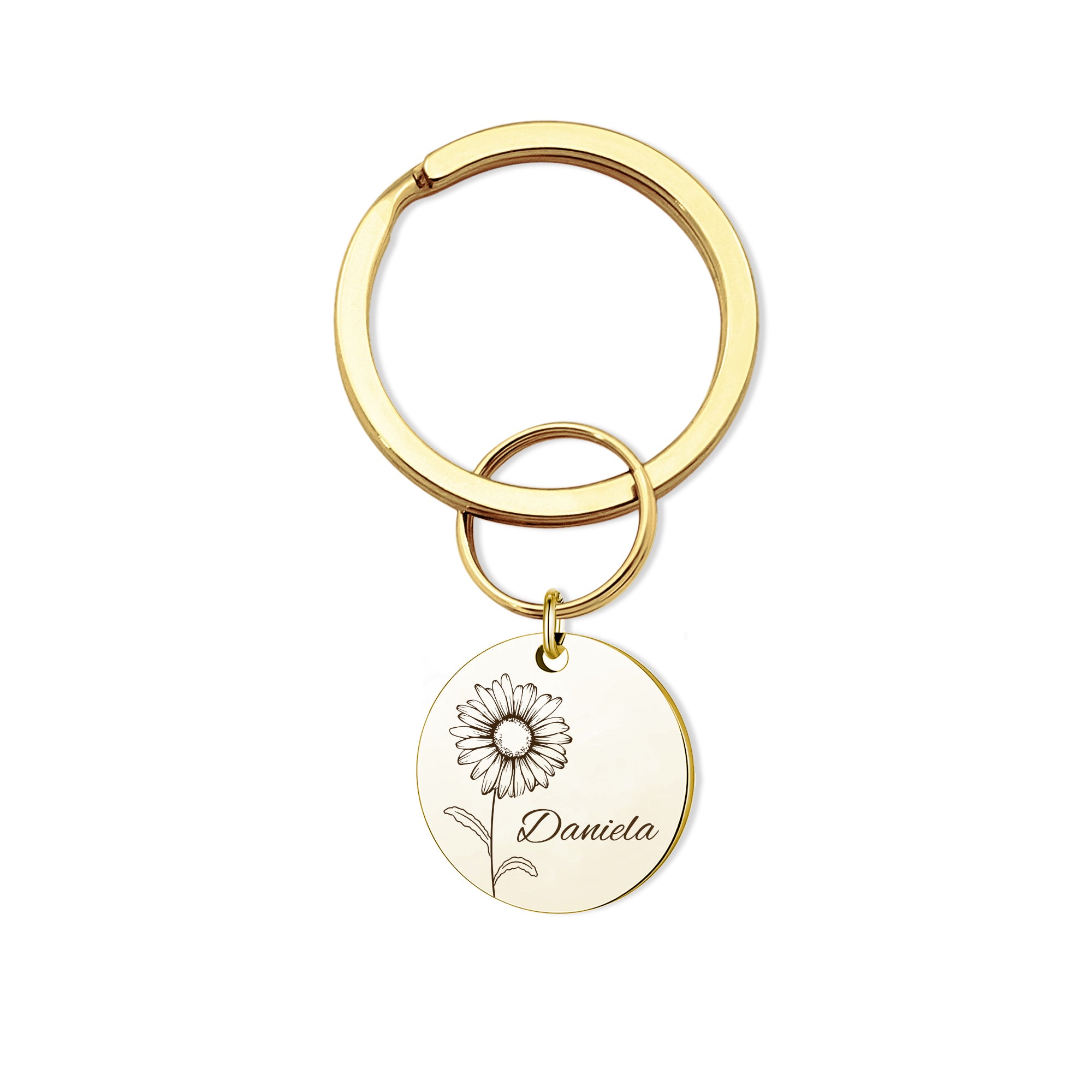 Custom Birth Flower and Name Key Chain