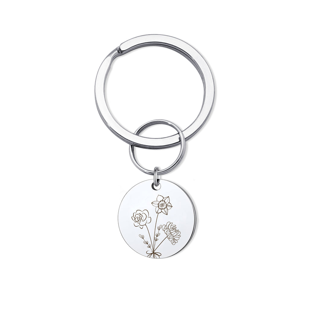 Custom Birth Flower Bouquet Key Chain