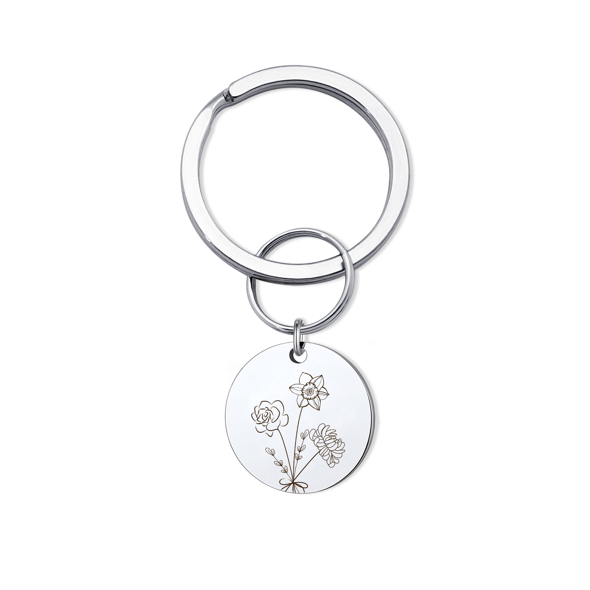 Custom Birth Flower Bouquet Key Chain