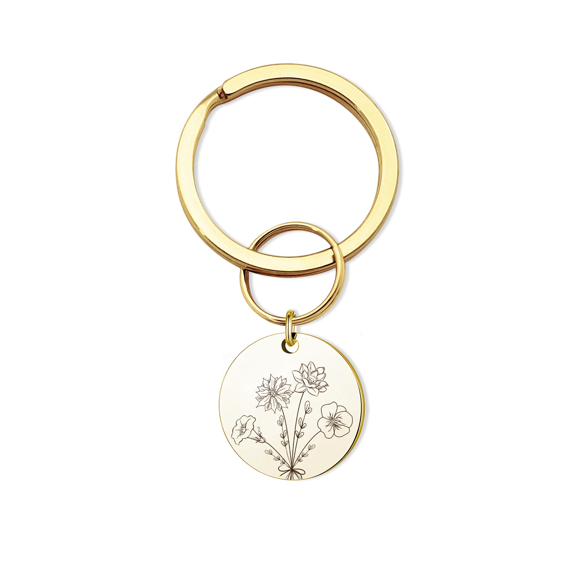 Custom Birth Flower Bouquet Key Chain