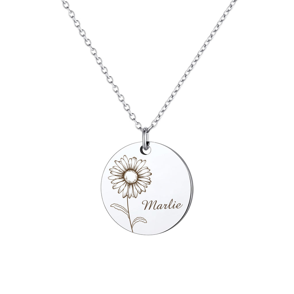 Birth Flower and Name Necklace