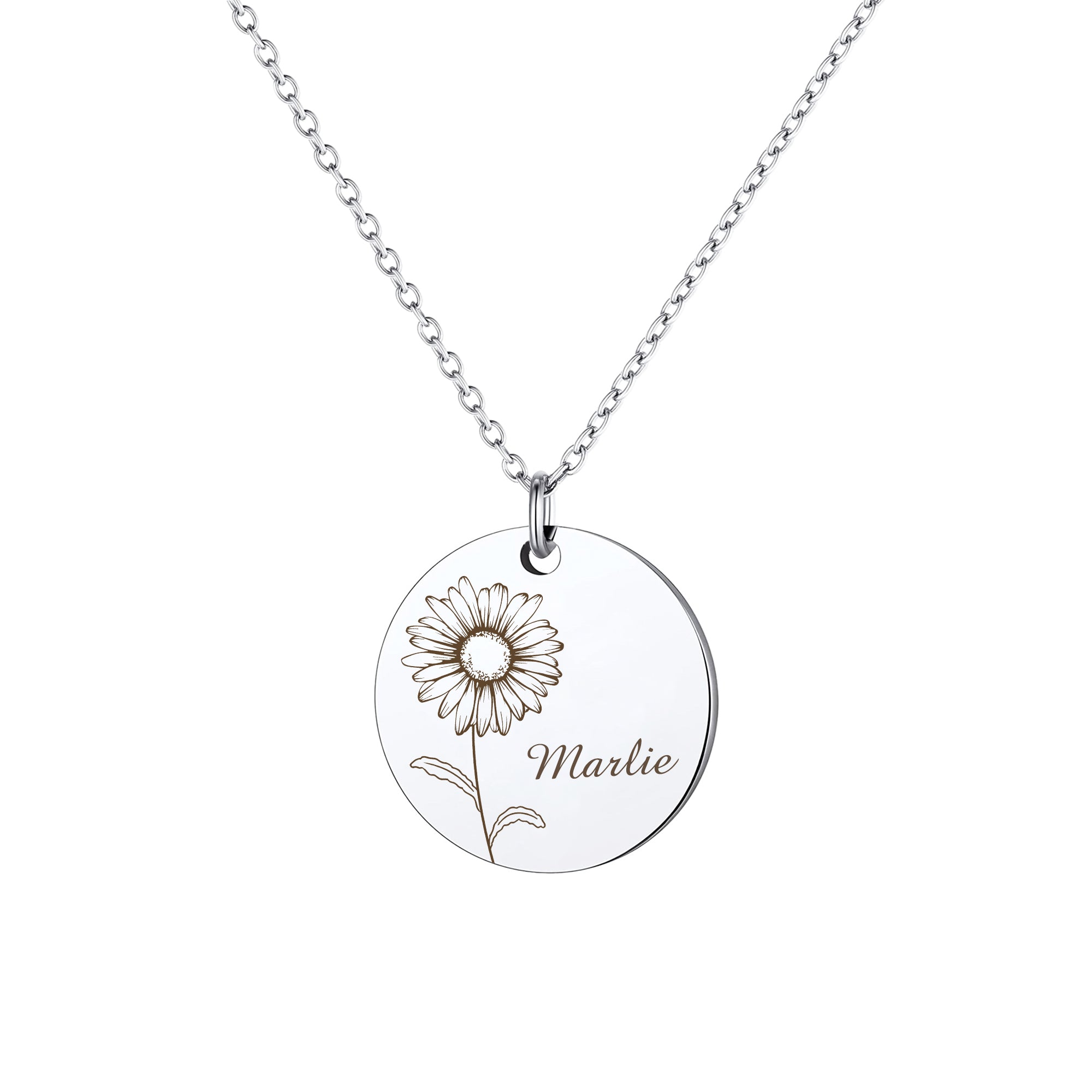Birth Flower and Name Necklace