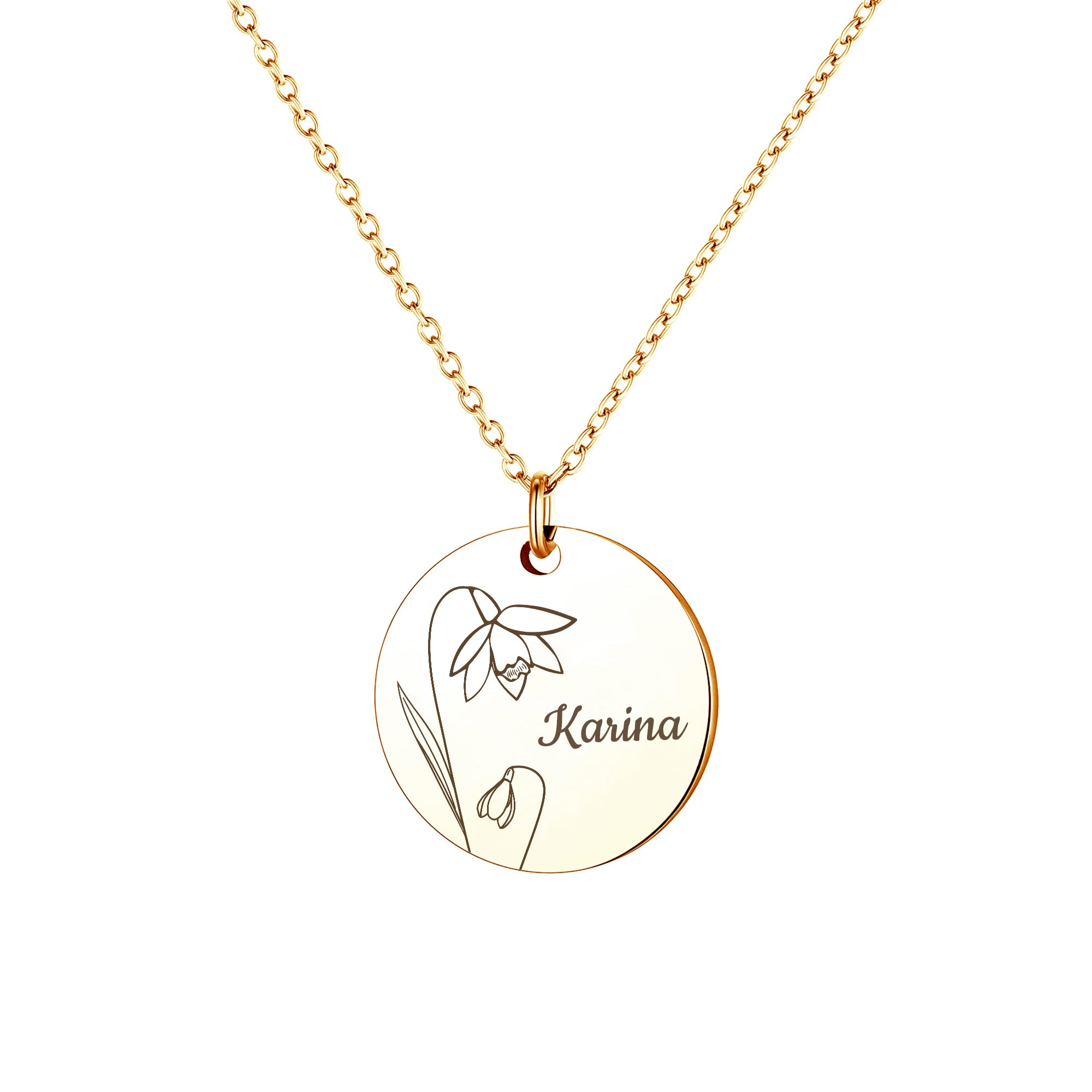Birth Flower and Name Necklace